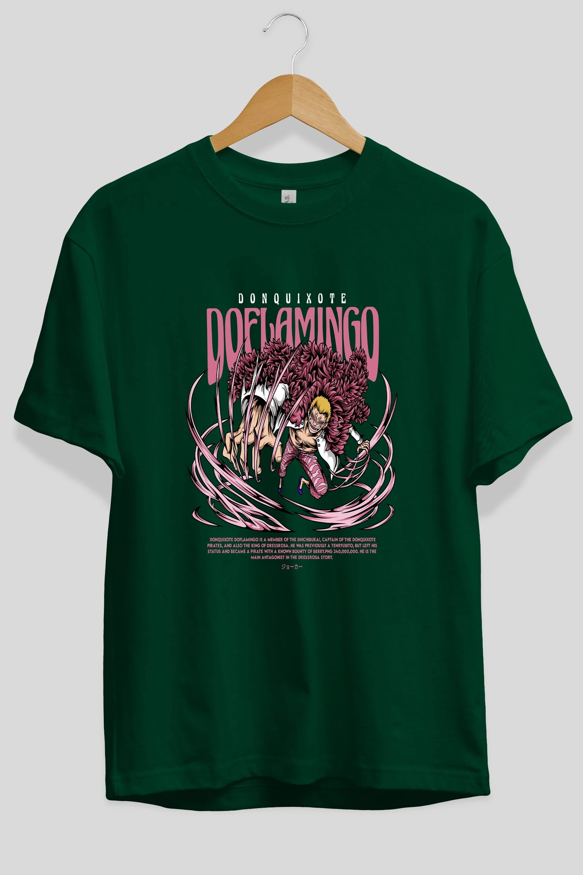 Doflamingo Anime Ön Baskılı Oversize t-shirt %100 pamuk Erkek Kadın Unisex