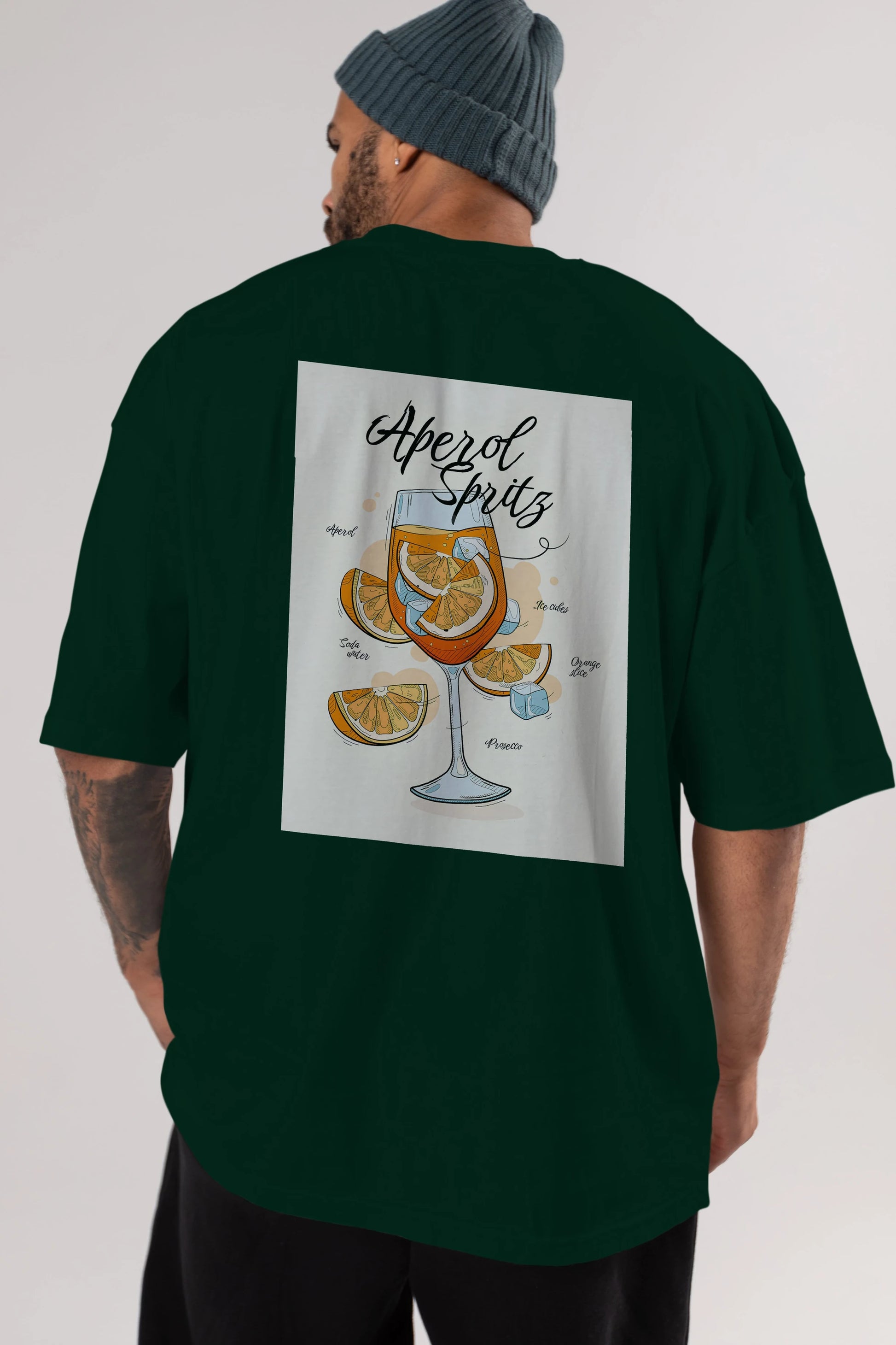 Aperol Spritz 6 Arka Baskılı Oversize t-shirt Erkek Kadın Unisex %100 Pamuk Bisiklet Yaka tişort