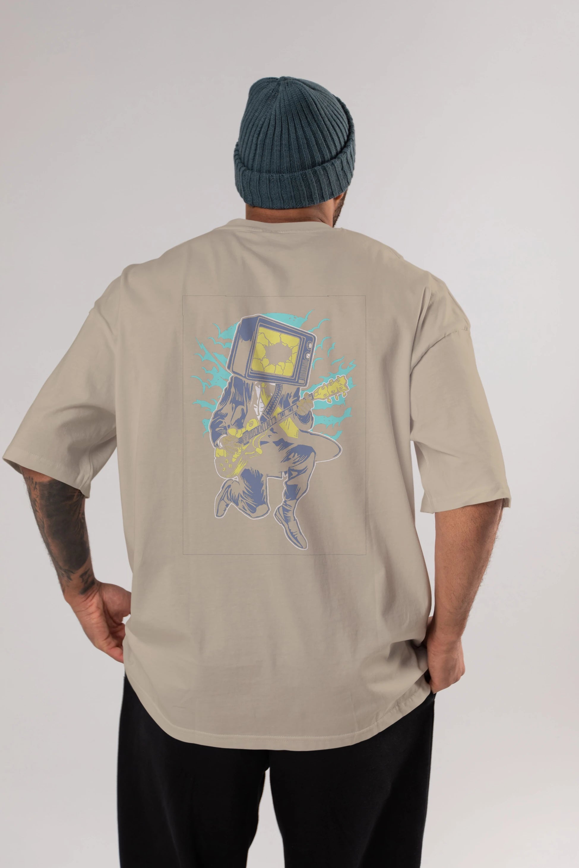 Death Rock Arka Baskılı Oversize t-shirt Erkek Kadın Unisex %100 Pamuk