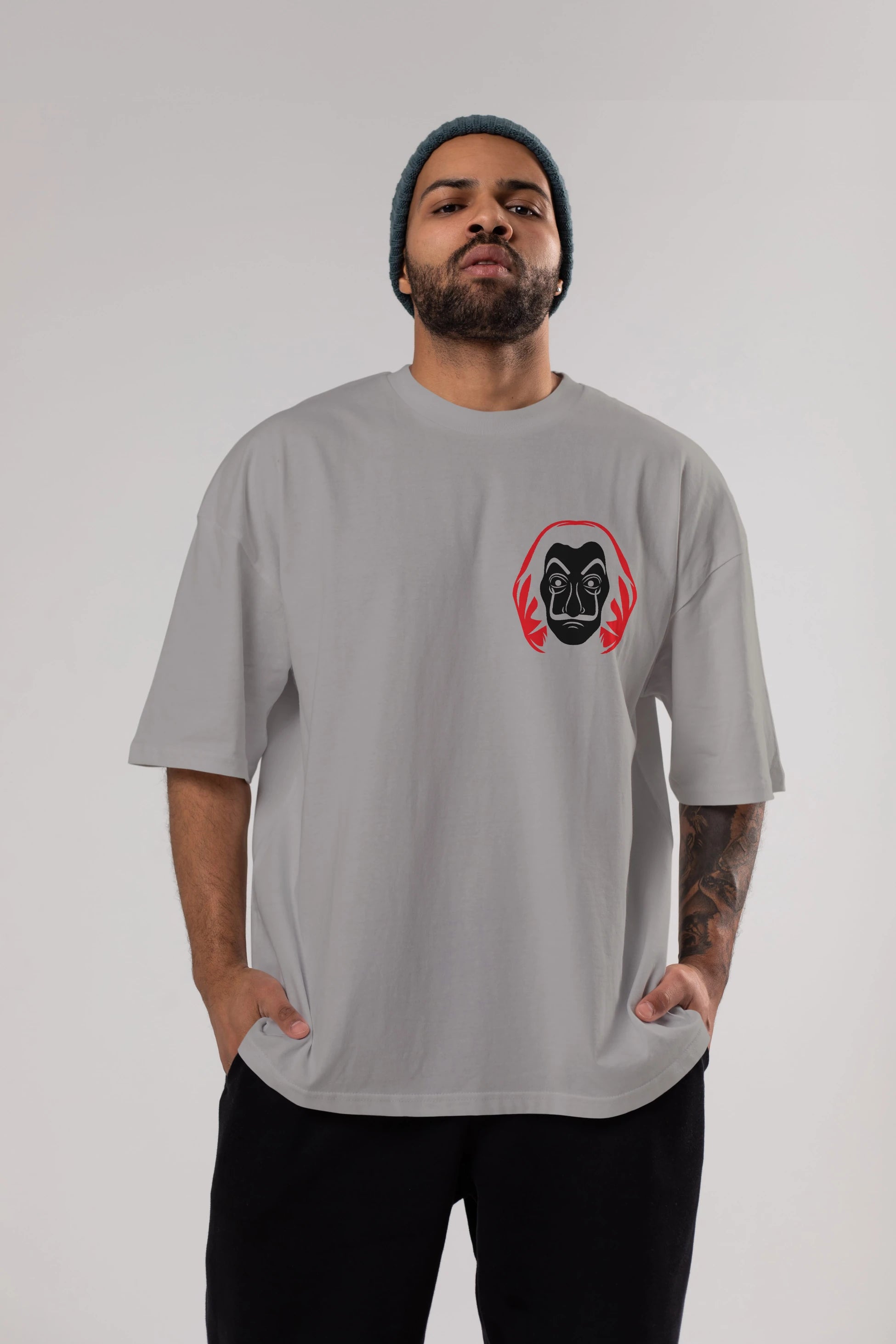 La Casa De Papel (8) Ön Sol Baskılı Oversize t-shirt Erkek Kadın Unisex %100 Pamuk Bisiklet Yaka tişort