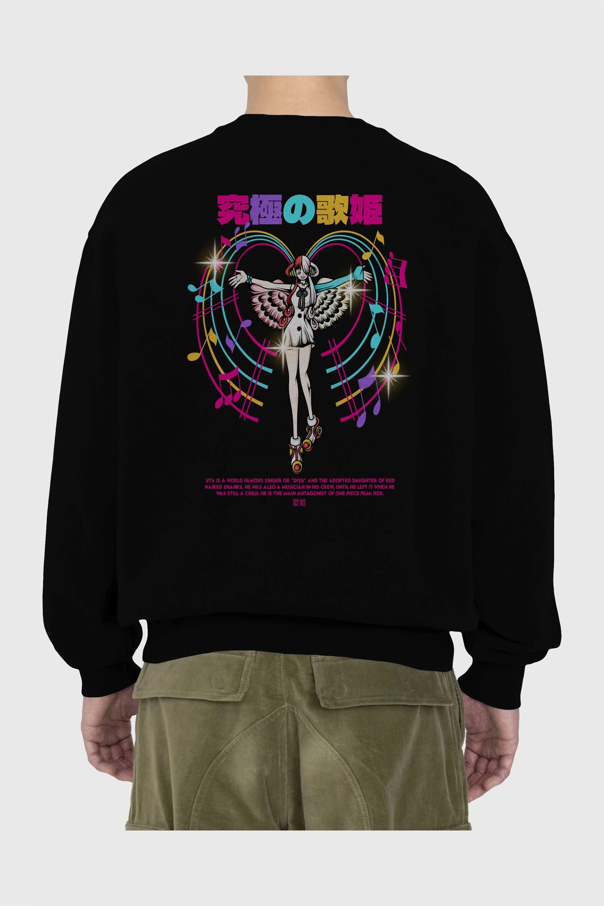 Uta Anime Arka Baskılı Oversize Sweatshirt Erkek Kadın Unisex