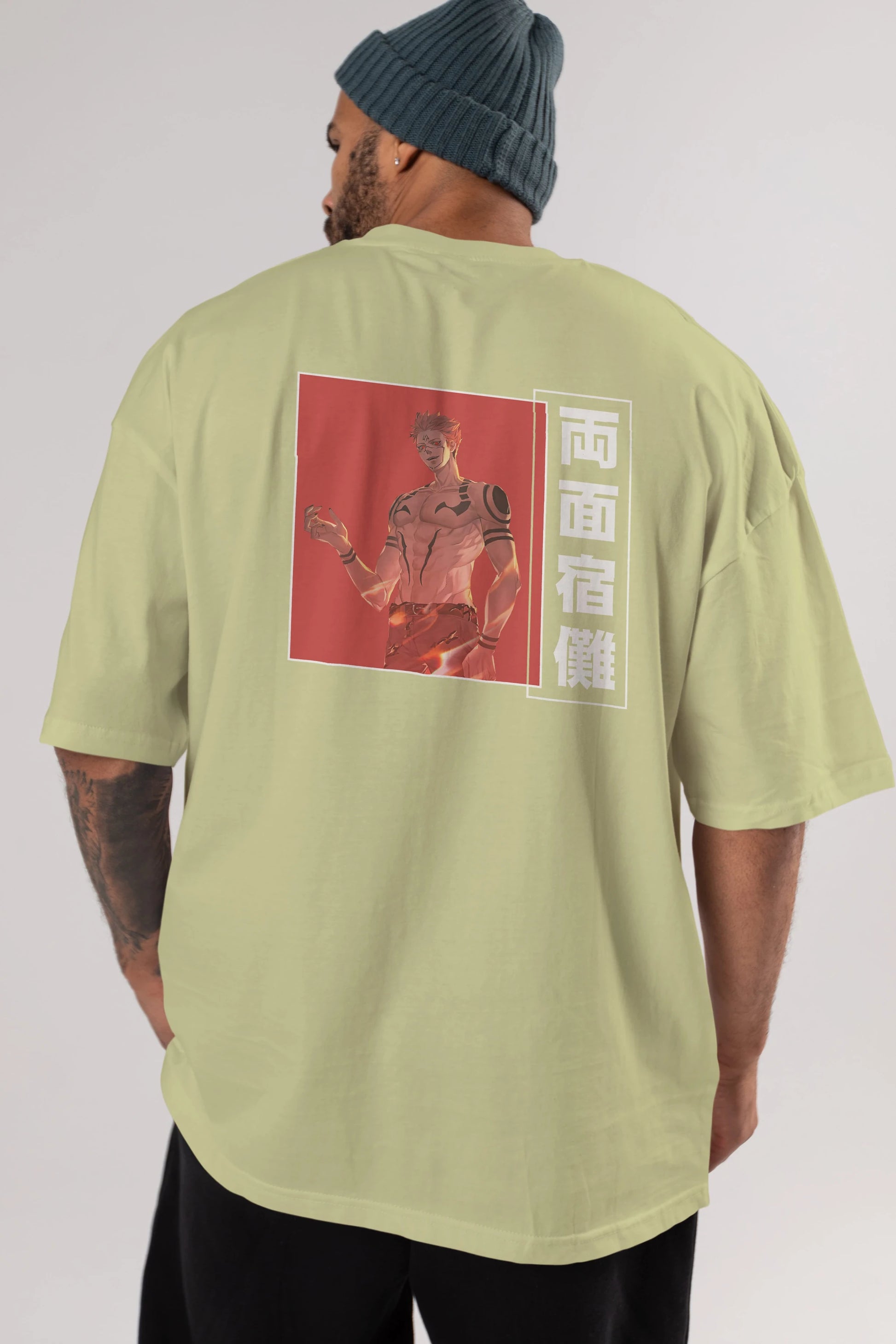 Sukuna Ryoumen 3 Anime Arka Baskılı Oversize t-shirt Erkek Kadın Unisex