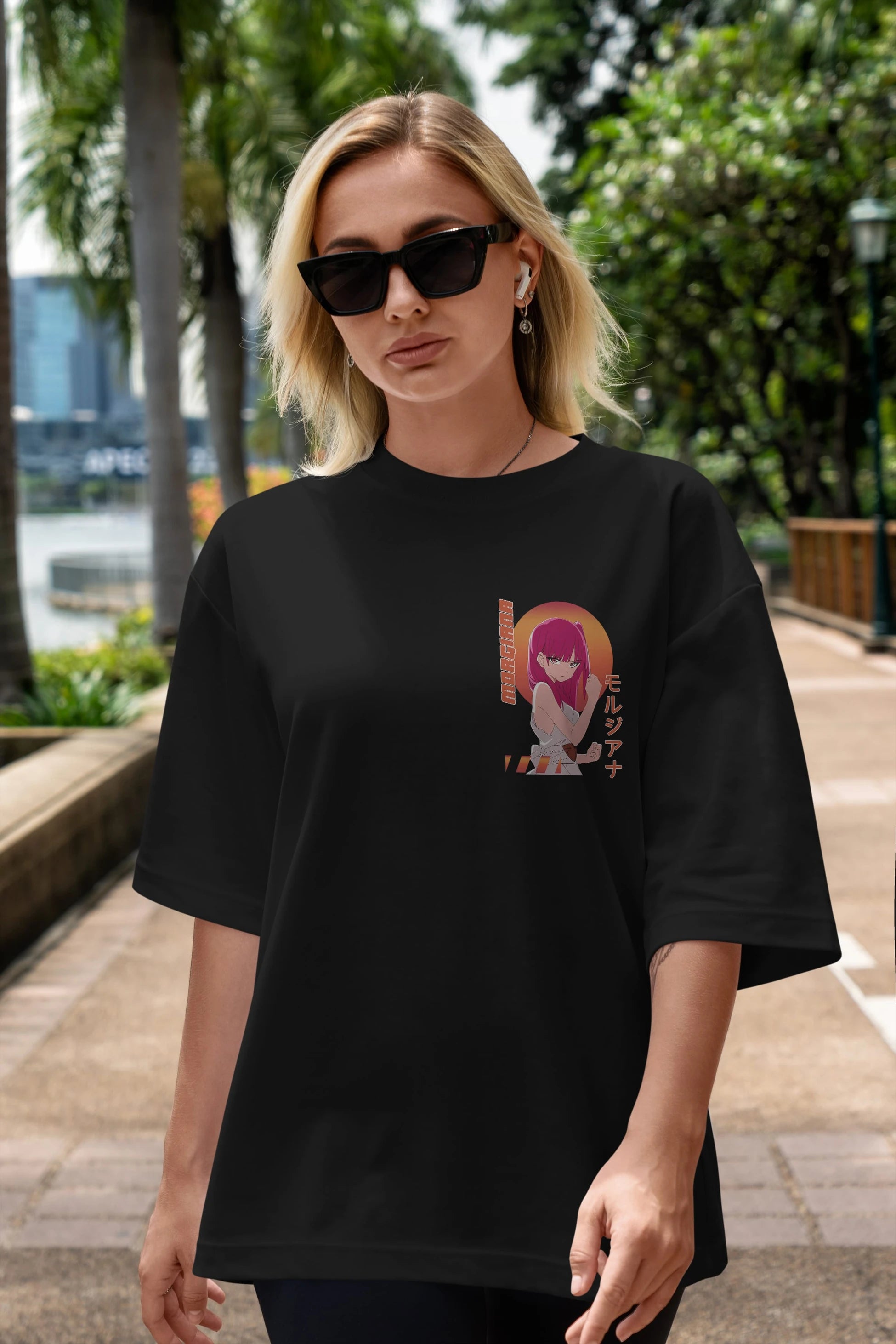 Morgiana 5 Ön Sol Baskılı Oversize t-shirt Erkek Kadın Unisex %100 Pamuk Bisiklet Yaka tişort