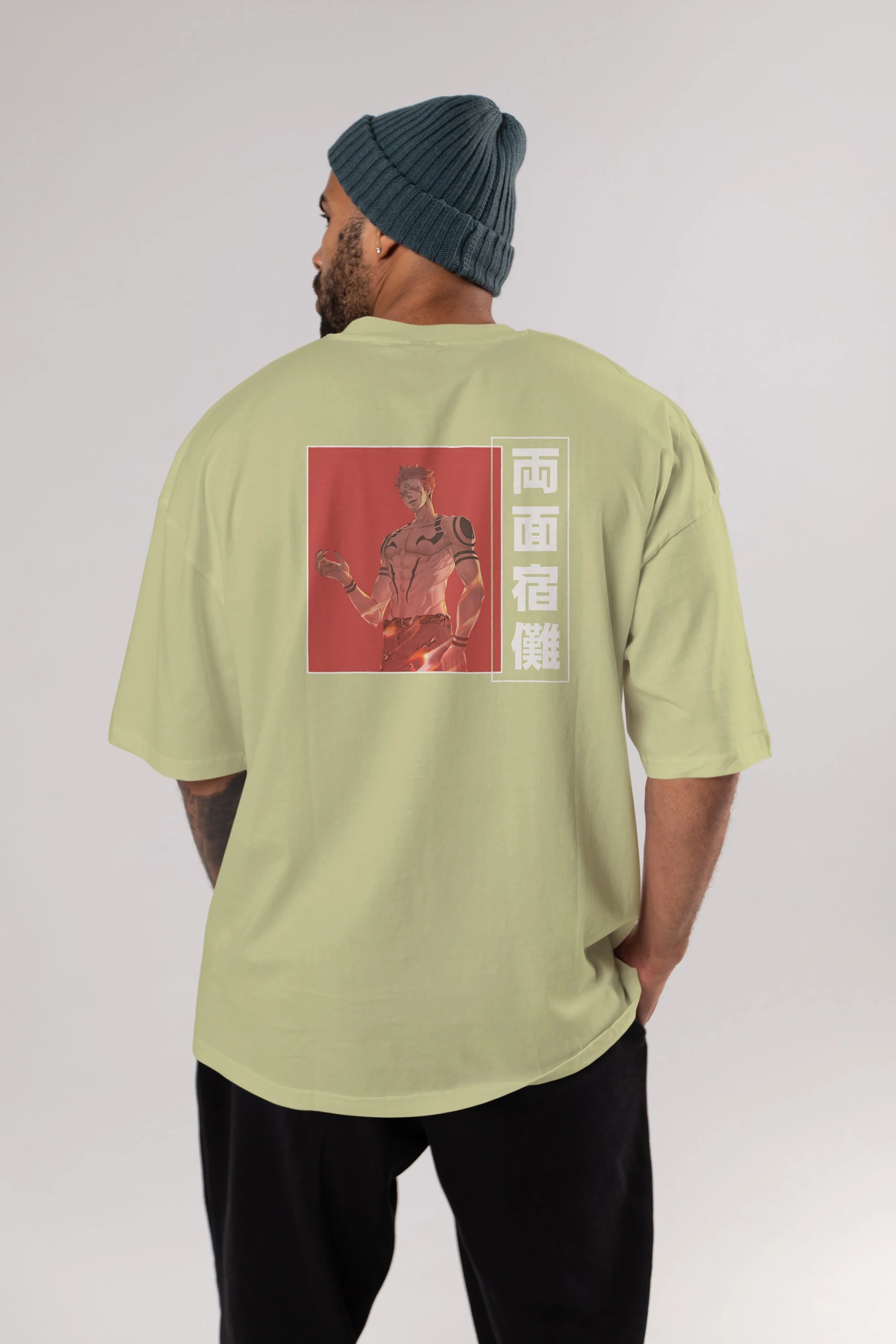 Sukuna Ryoumen 3 Anime Arka Baskılı Oversize t-shirt Erkek Kadın Unisex