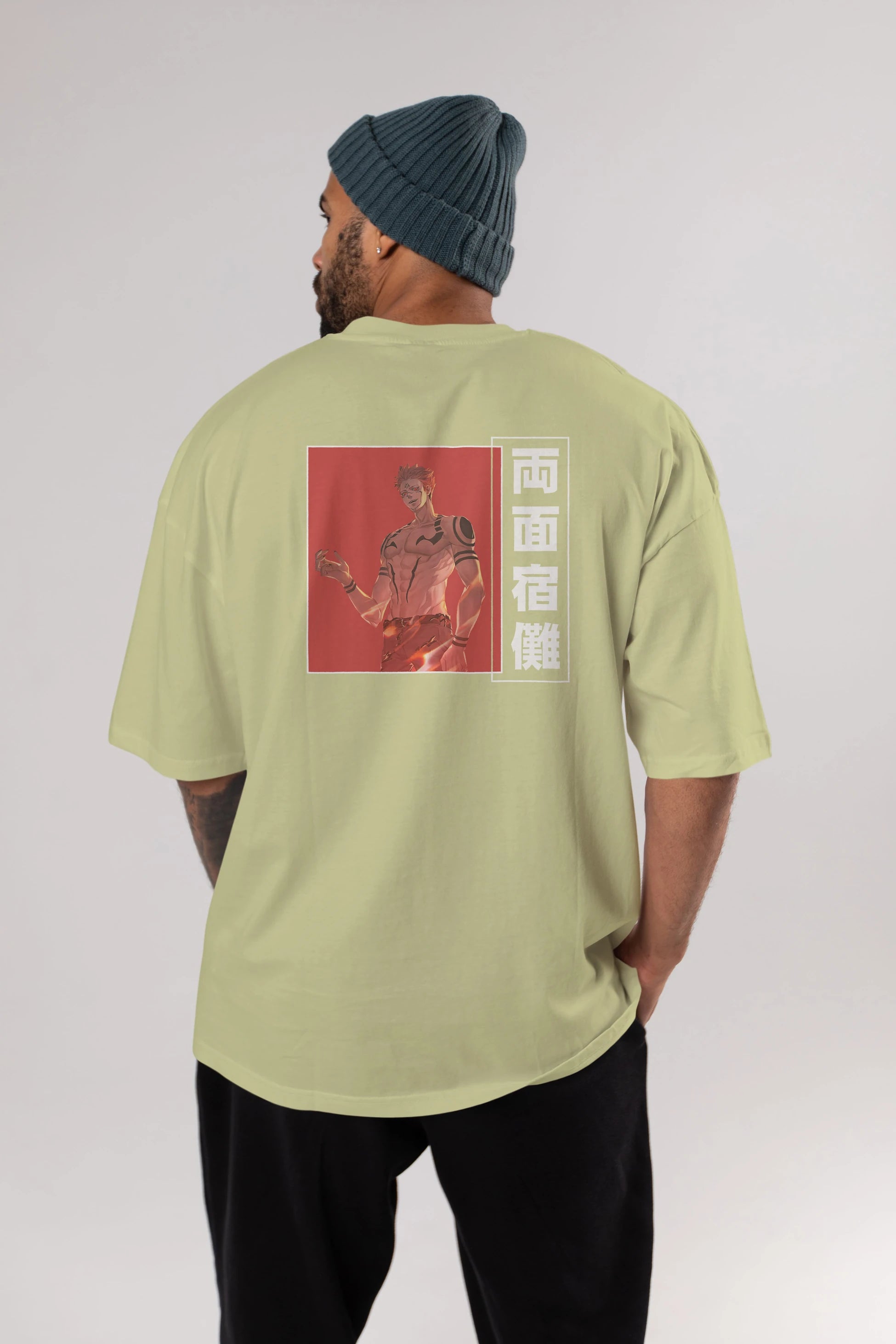 Sukuna Ryoumen 3 Anime Arka Baskılı Oversize t-shirt Erkek Kadın Unisex