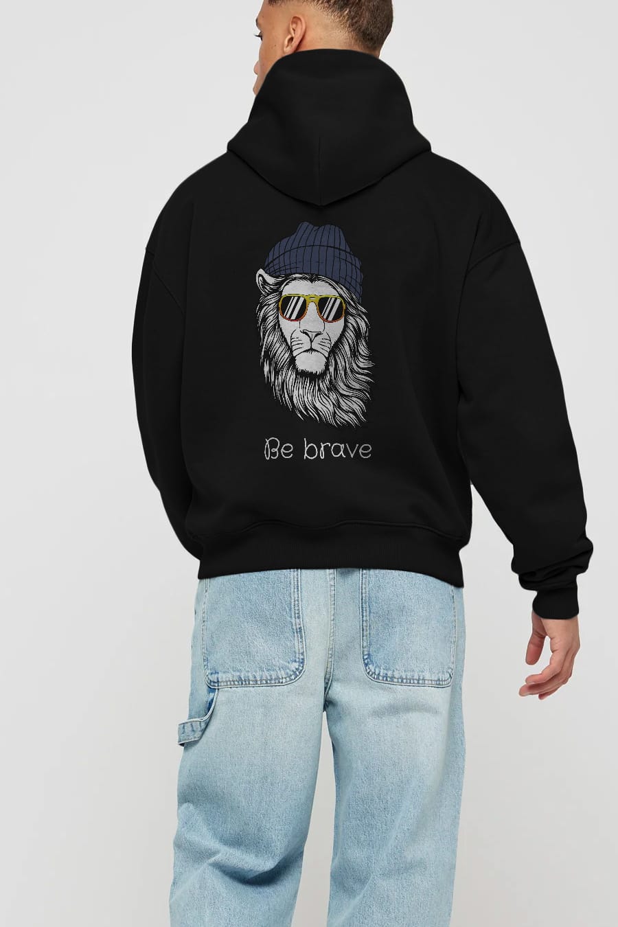 Be Brave Arka Baskılı Oversize Hoodie Kapüşonlu Sweatshirt Erkek Kadın Unisex
