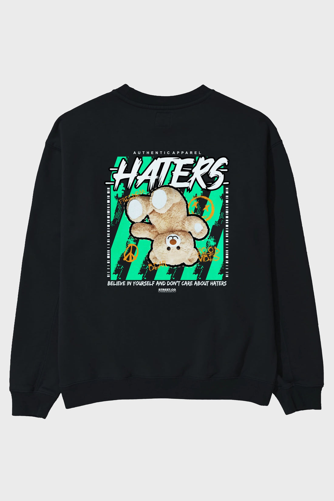 Haters Bear Arka Baskılı Oversize Sweatshirt Erkek Kadın Unisex