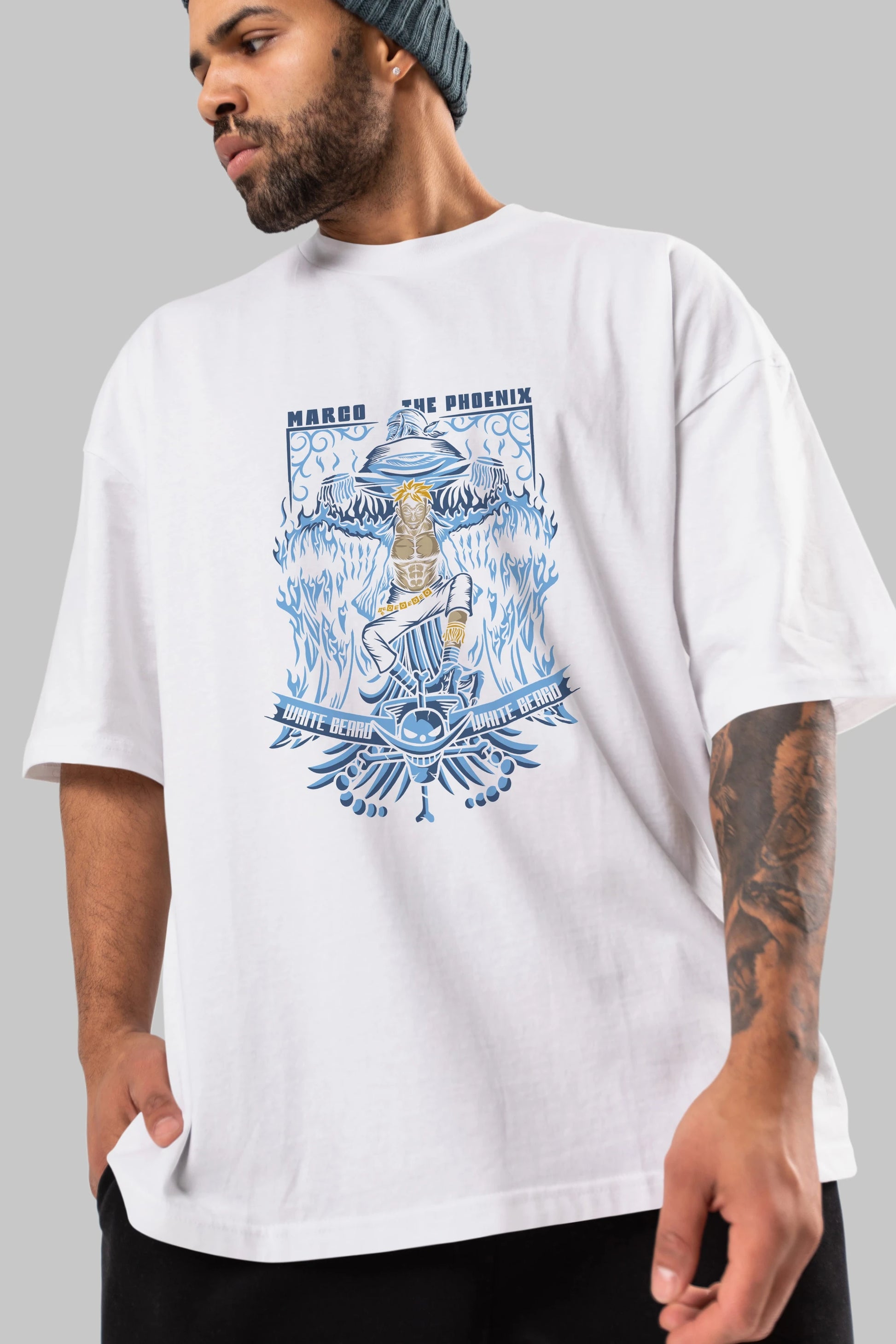 Marco the Phoenix Anime Ön Baskılı Oversize t-shirt Erkek Kadın Unisex