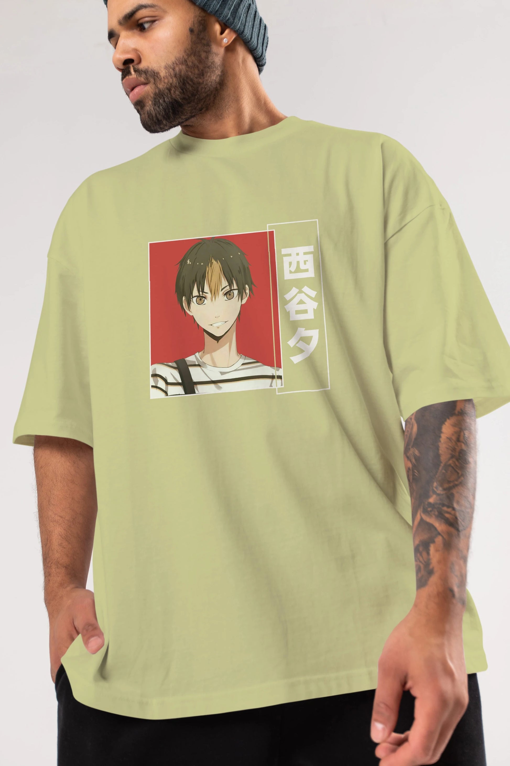 Yuu Nishinoya 1 Anime Ön Baskılı Oversize t-shirt %100 pamuk Erkek Kadın Unisex