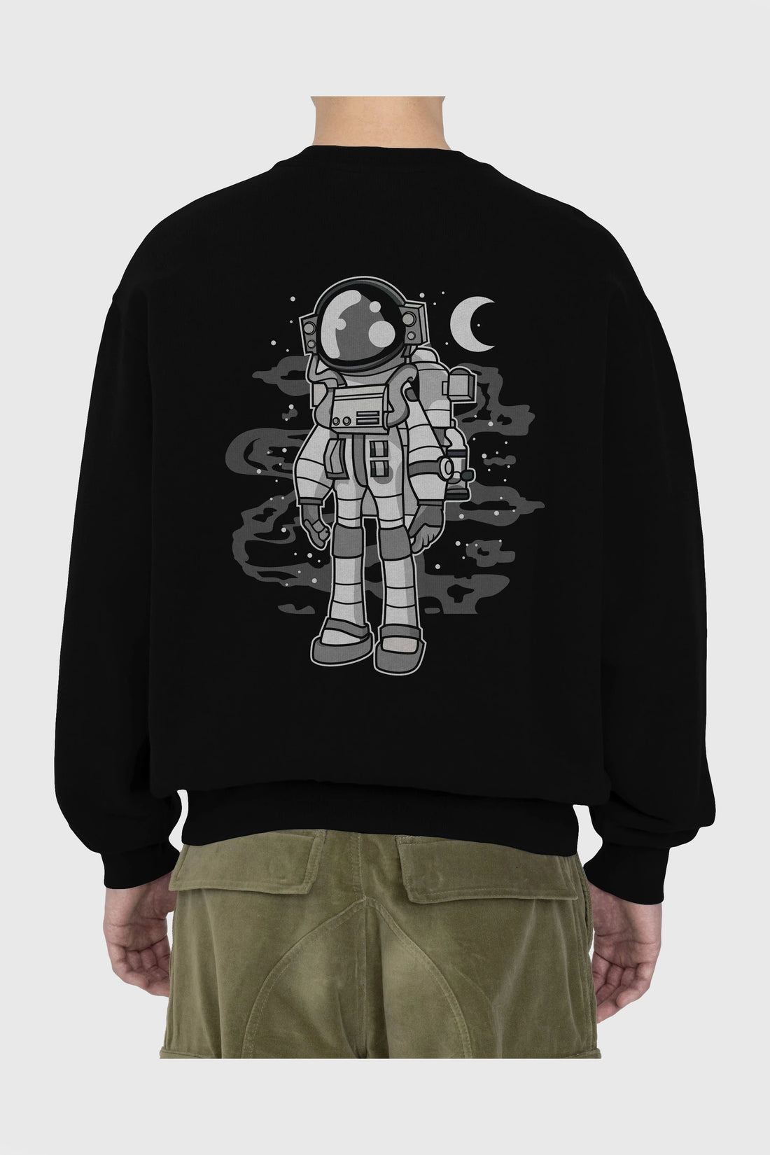 Astronaut Stand Arka Baskılı Oversize Sweatshirt Erkek Kadın Unisex