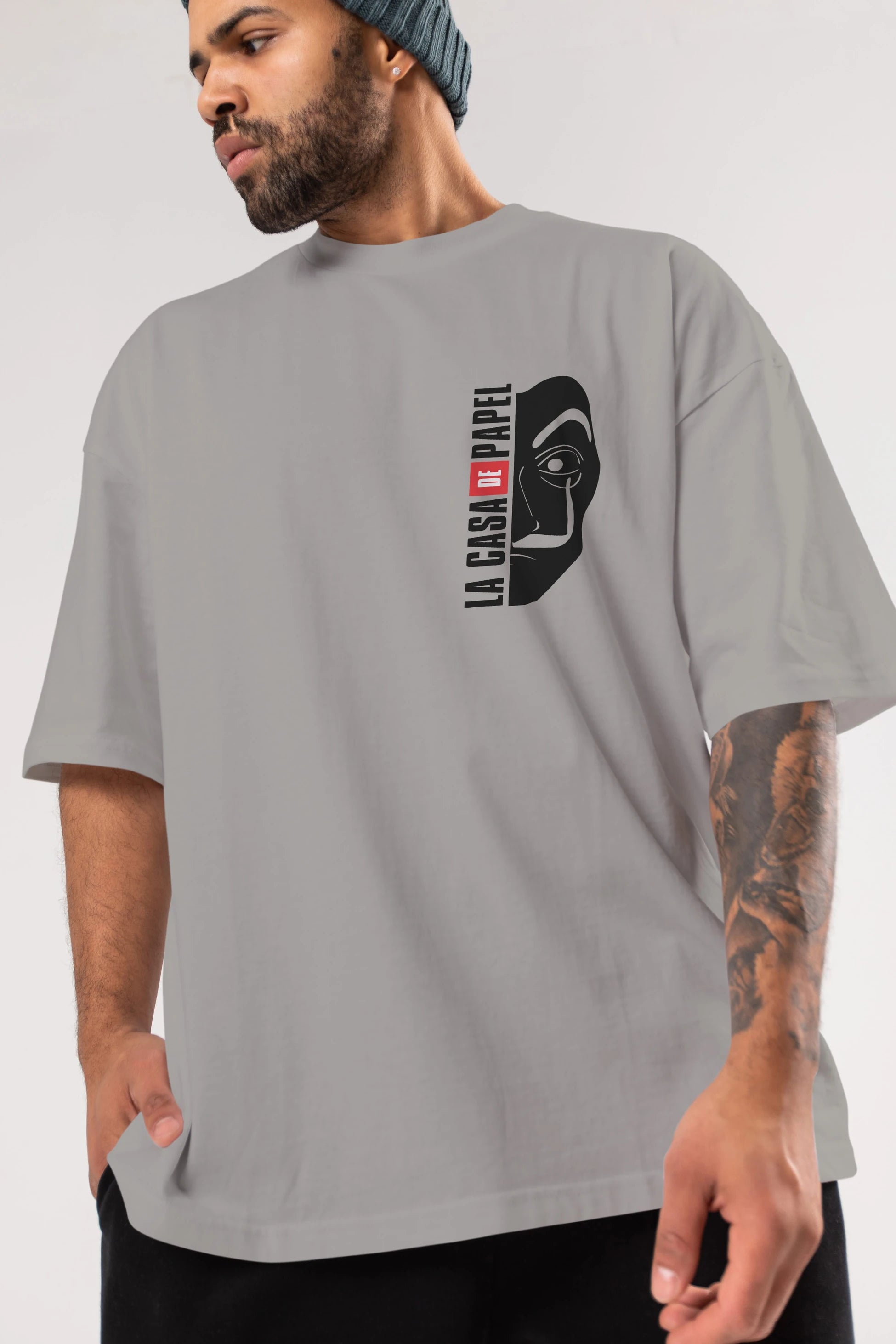 La Casa De Papel (3) Ön Sol Baskılı Oversize t-shirt Erkek Kadın Unisex %100 Pamuk Bisiklet Yaka tişort