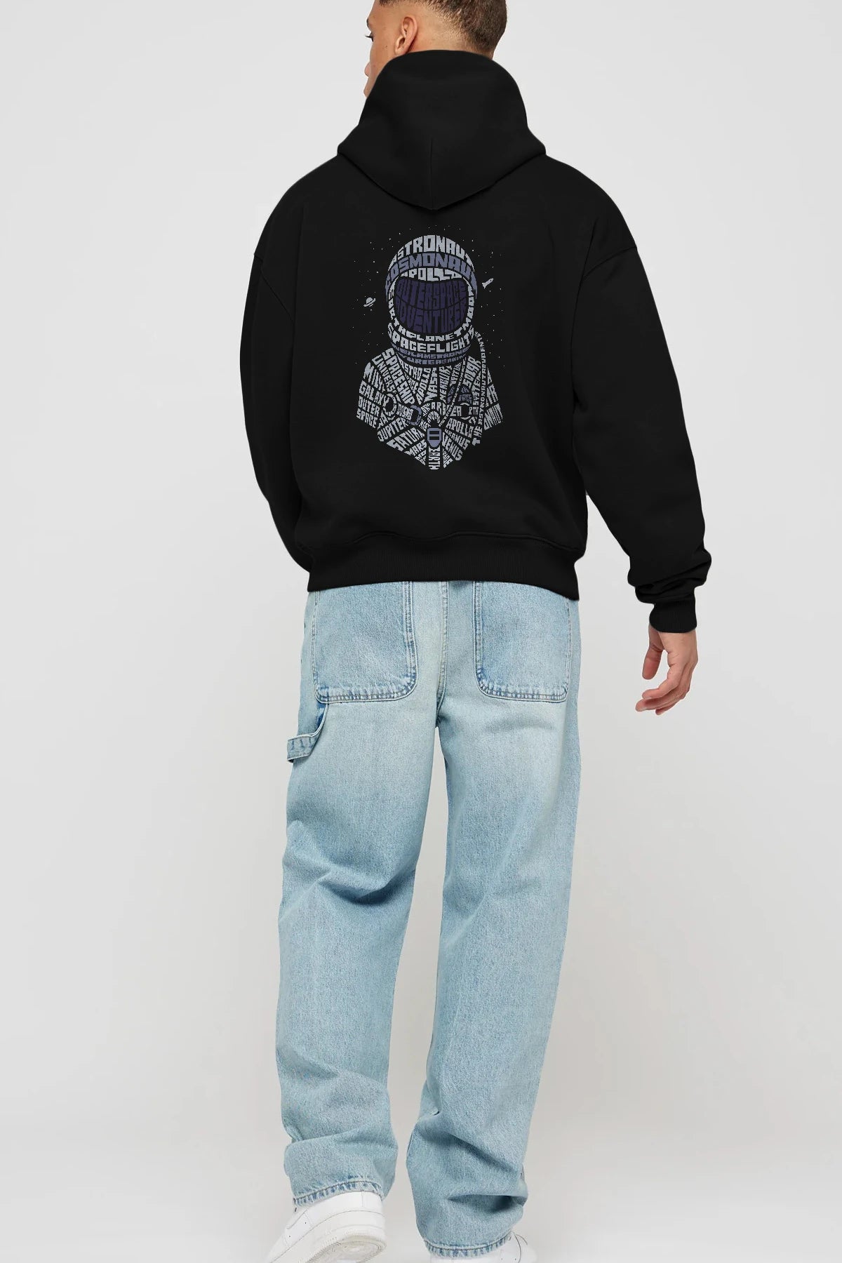 Astronaut Arka Baskılı Hoodie Oversize Kapüşonlu Sweatshirt Erkek Kadın Unisex