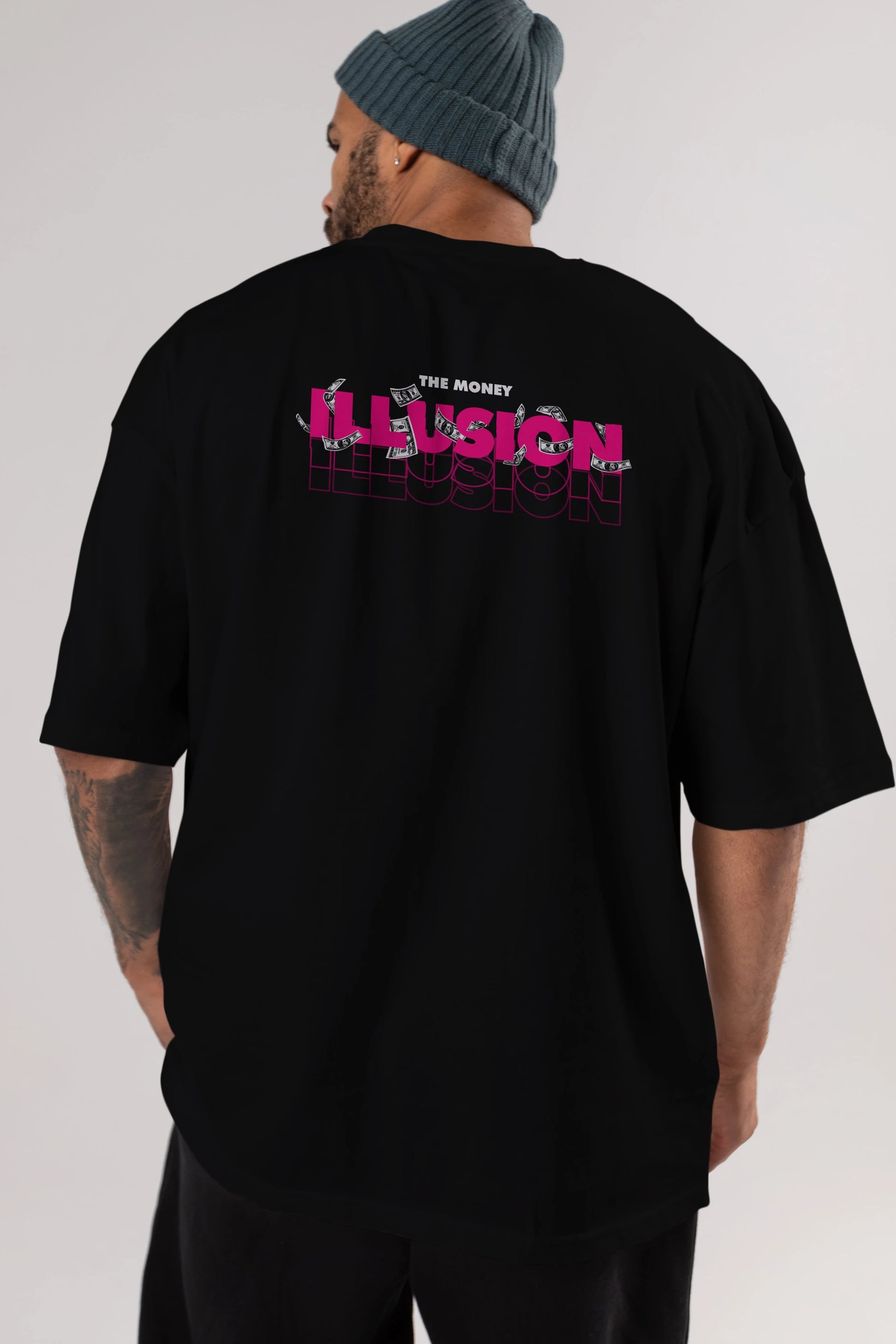 The Money Illusion Arka Baskılı Oversize t-shirt Erkek Kadın Unisex
