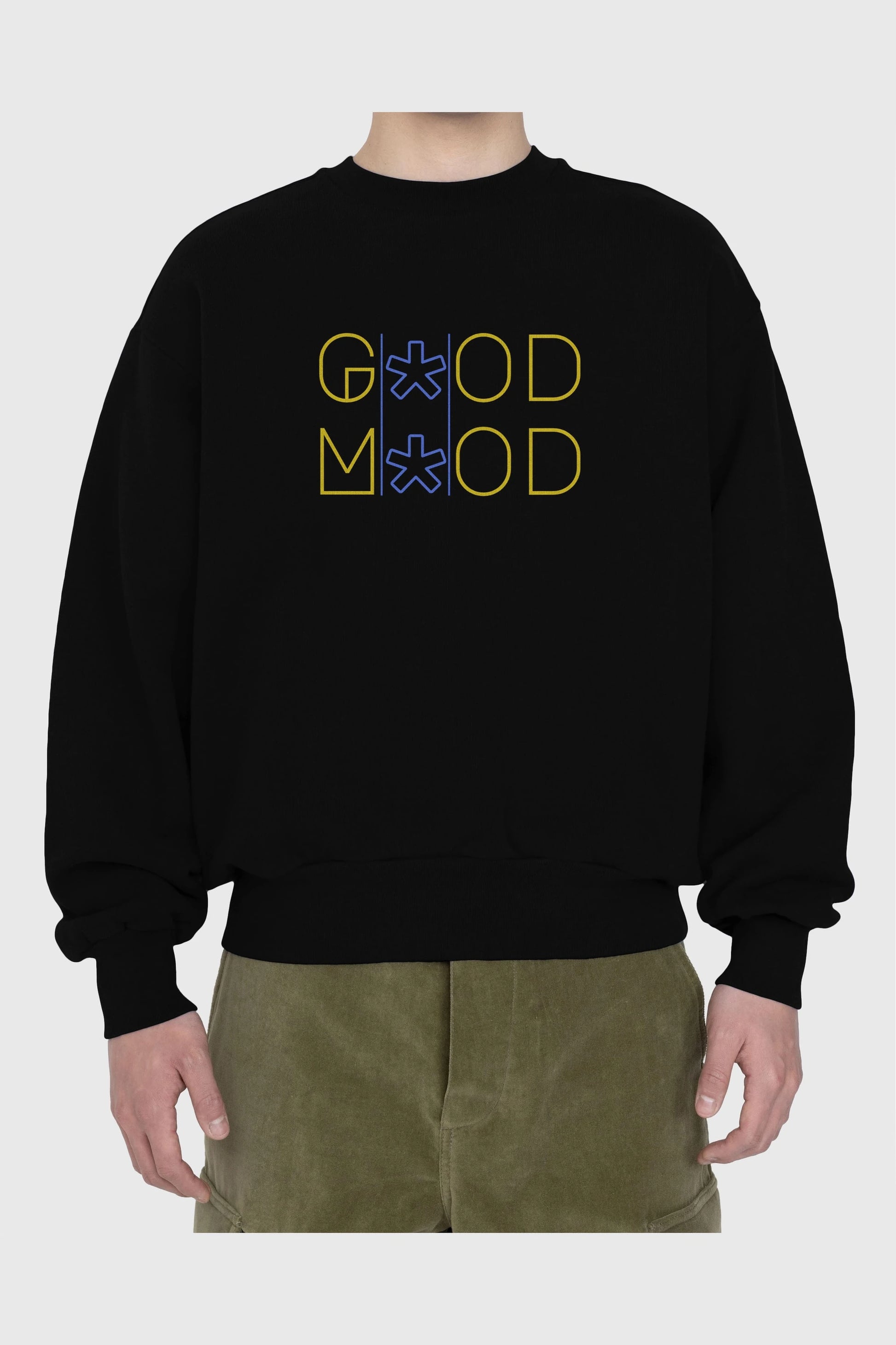 Good Mood Yazılı Ön Baskılı Oversize Sweatshirt Erkek Kadın Unisex