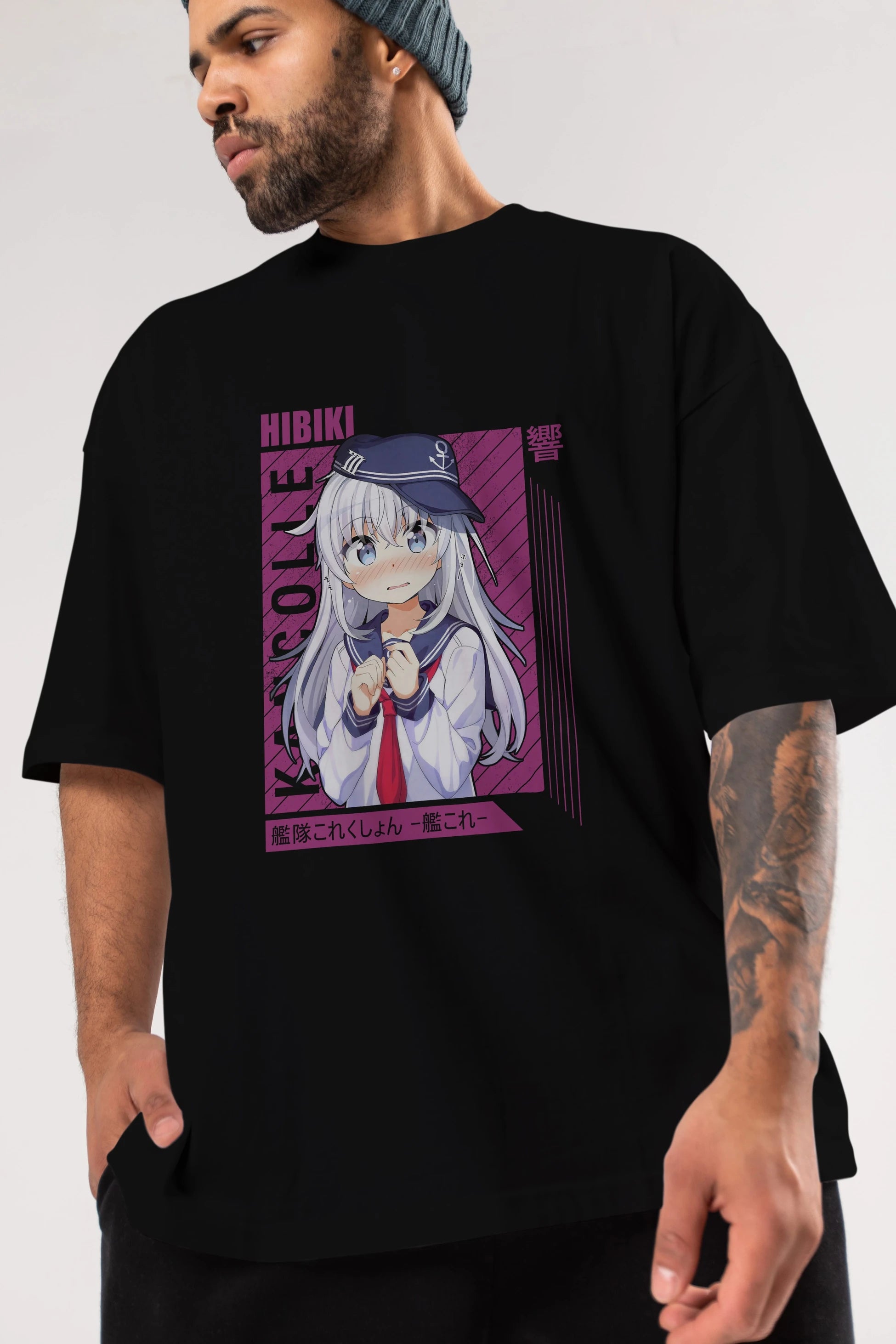 Hibiki 4 Anime Ön Baskılı Oversize t-shirt %100 pamuk Erkek Kadın Unisex