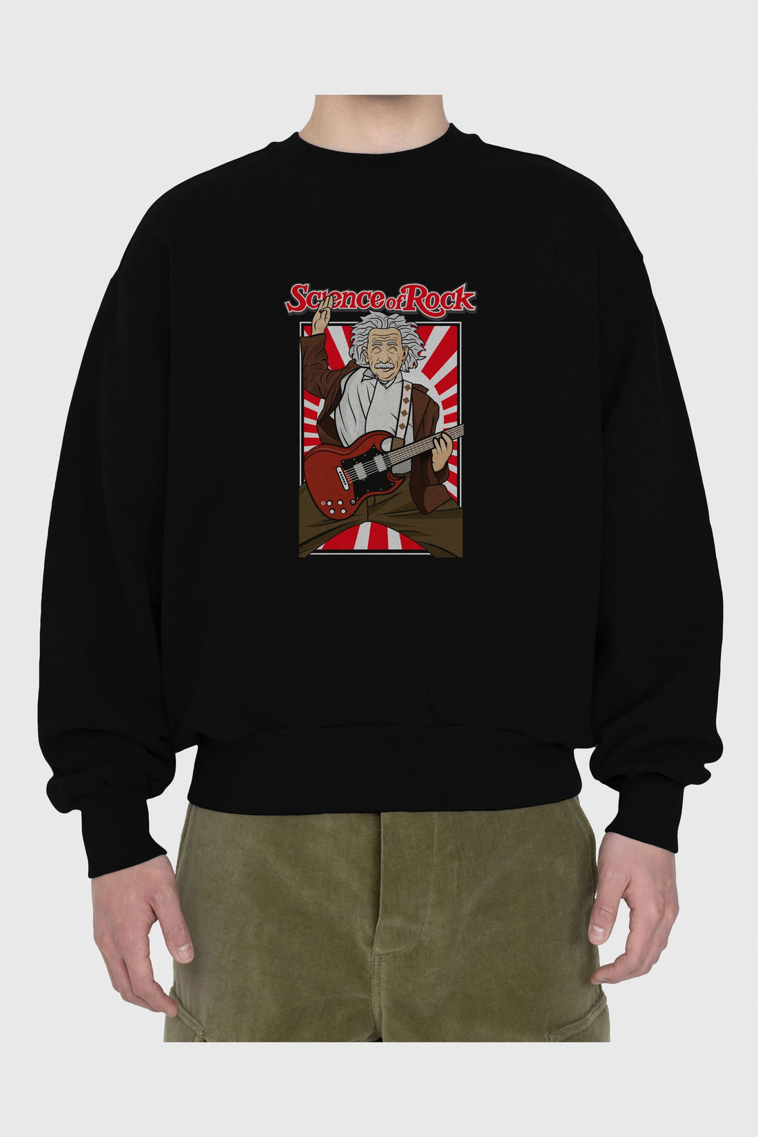 Einstein Science Of Rock Ön Baskılı Oversize Sweatshirt Erkek Kadın Unisex