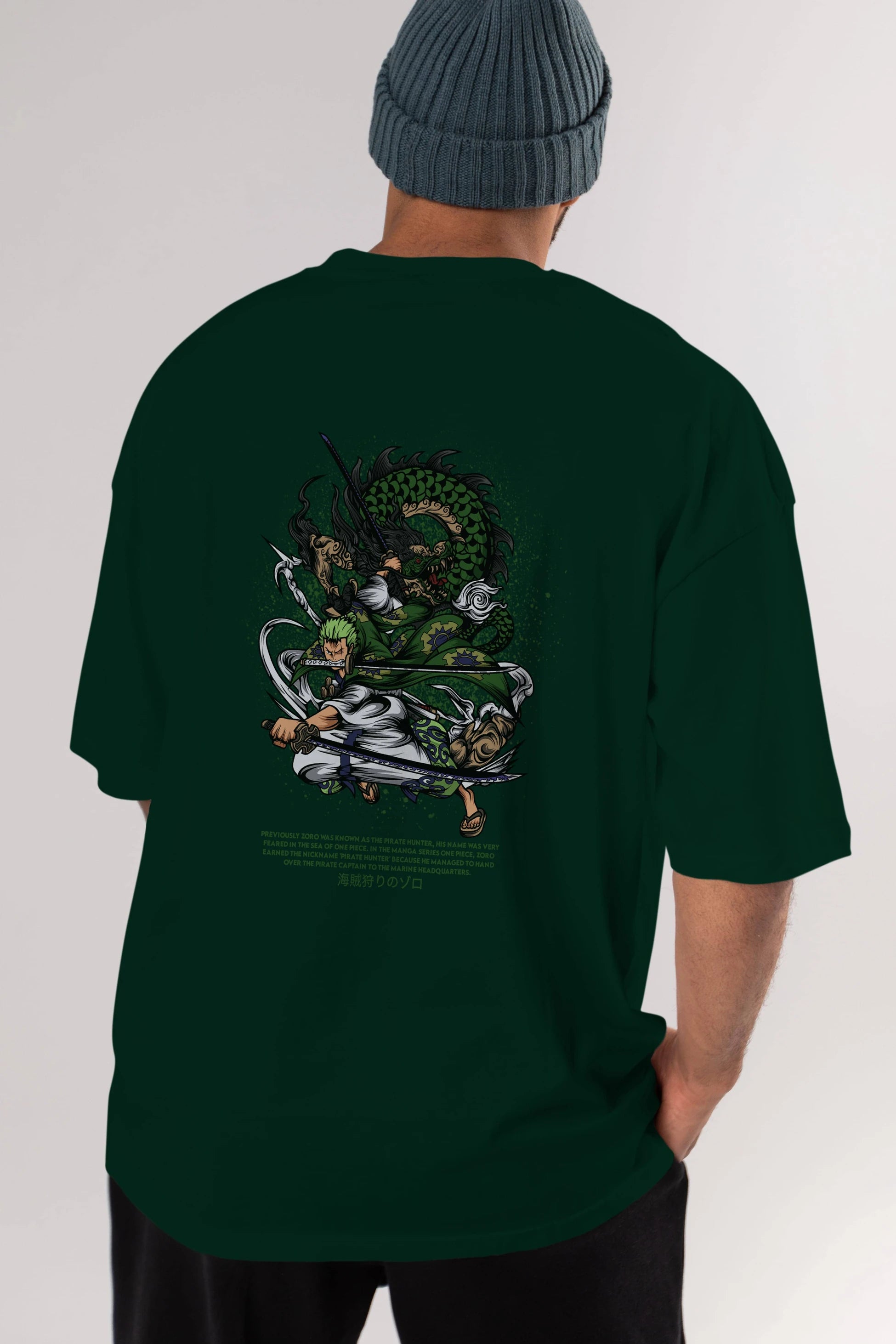Zoro-ONE PIECE Anime Arka Baskılı Oversize t-shirt Erkek Kadın Unisex