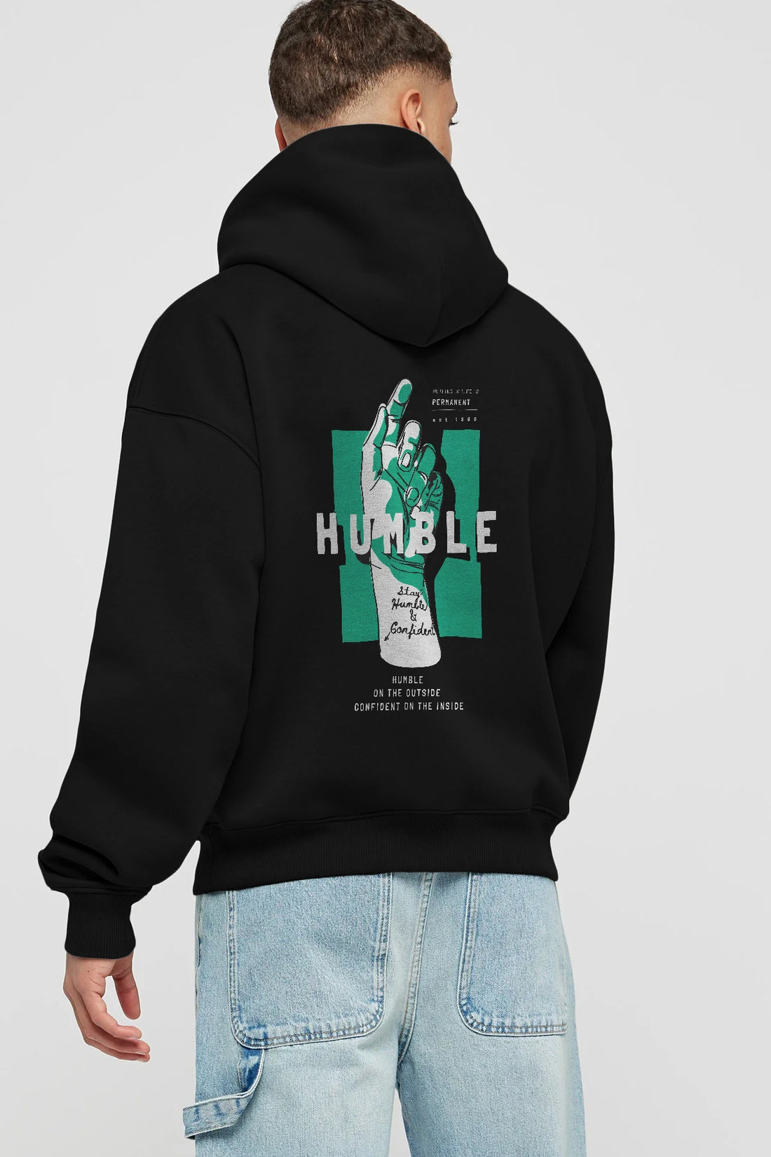 Humble Arka Baskılı Hoodie Oversize Kapüşonlu Sweatshirt Erkek Kadın Unisex