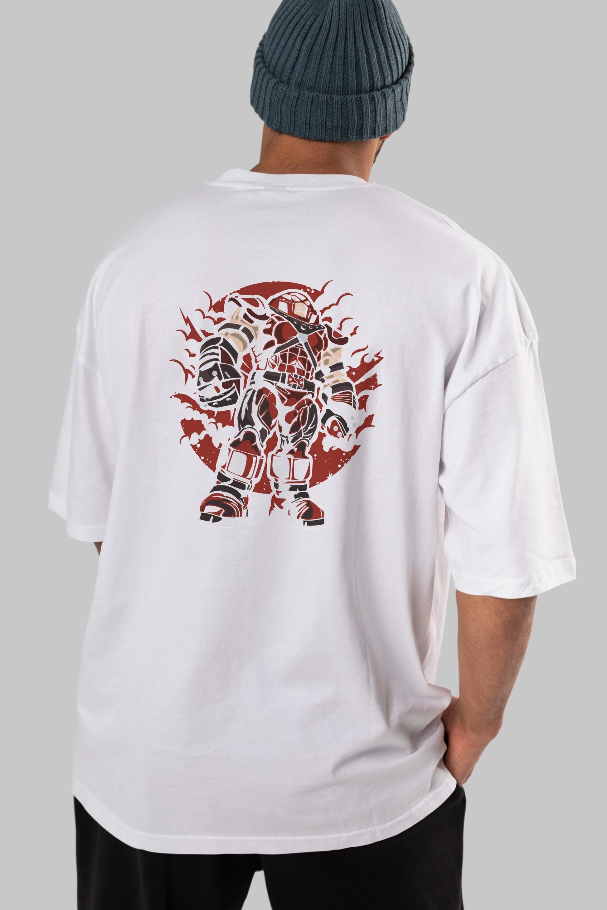 JUGERNAUT Arka Baskılı Oversize t-shirt Erkek Kadın Unisex %100 Pamuk