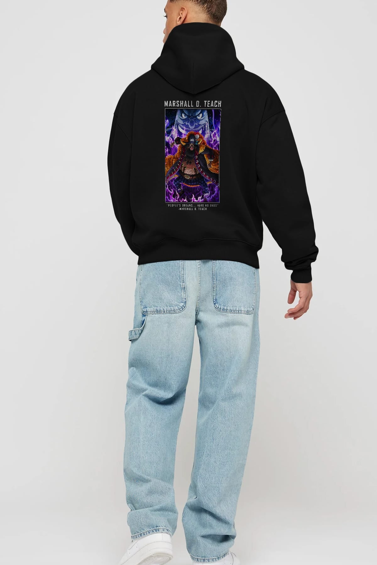 Blackbeard Anime Arka Baskılı Hoodie Oversize Kapüşonlu Sweatshirt Erkek Kadın Unisex