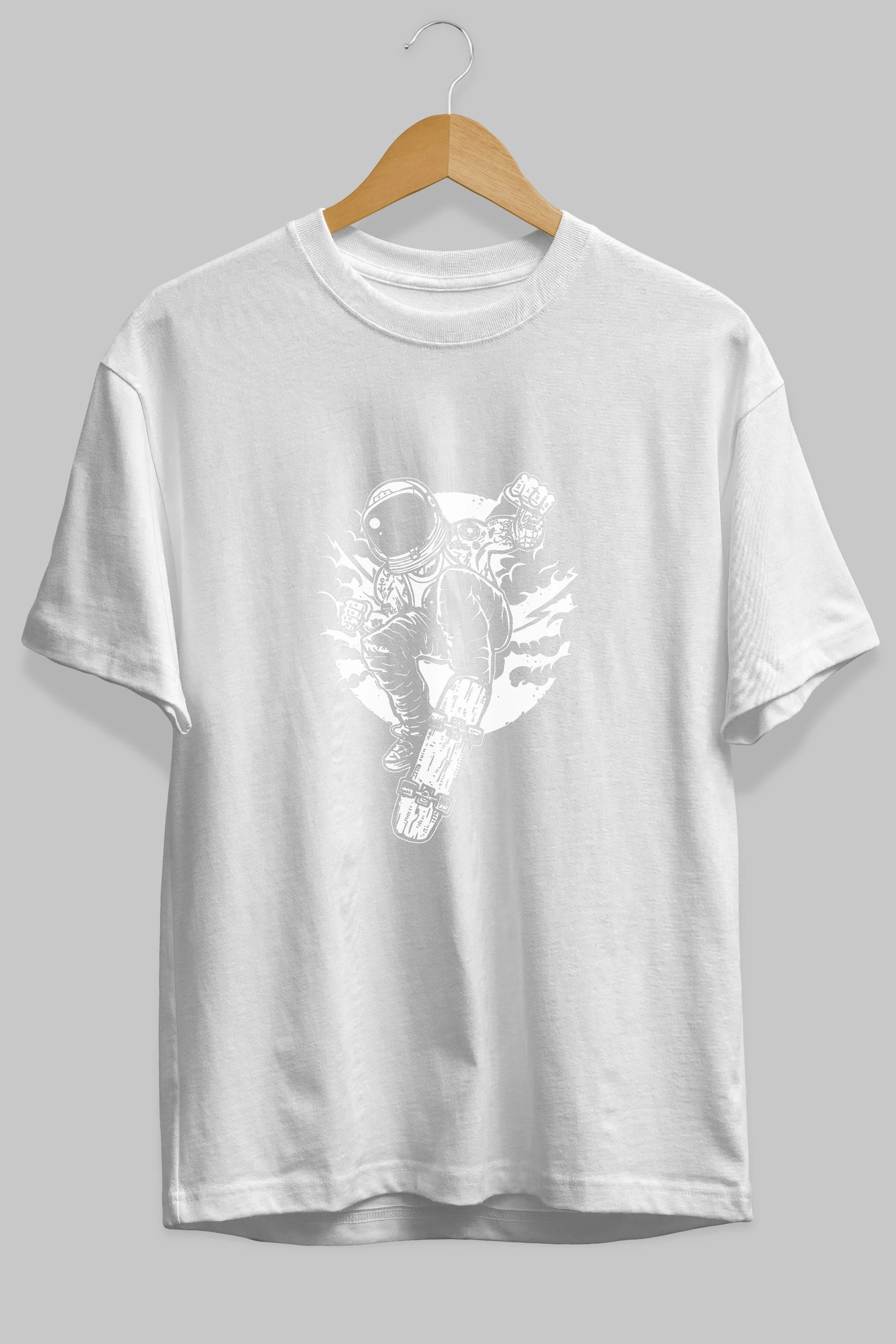 Space Skater Ön Baskılı Oversize t-shirt Erkek Kadın Unisex %100 Pamuk tişort