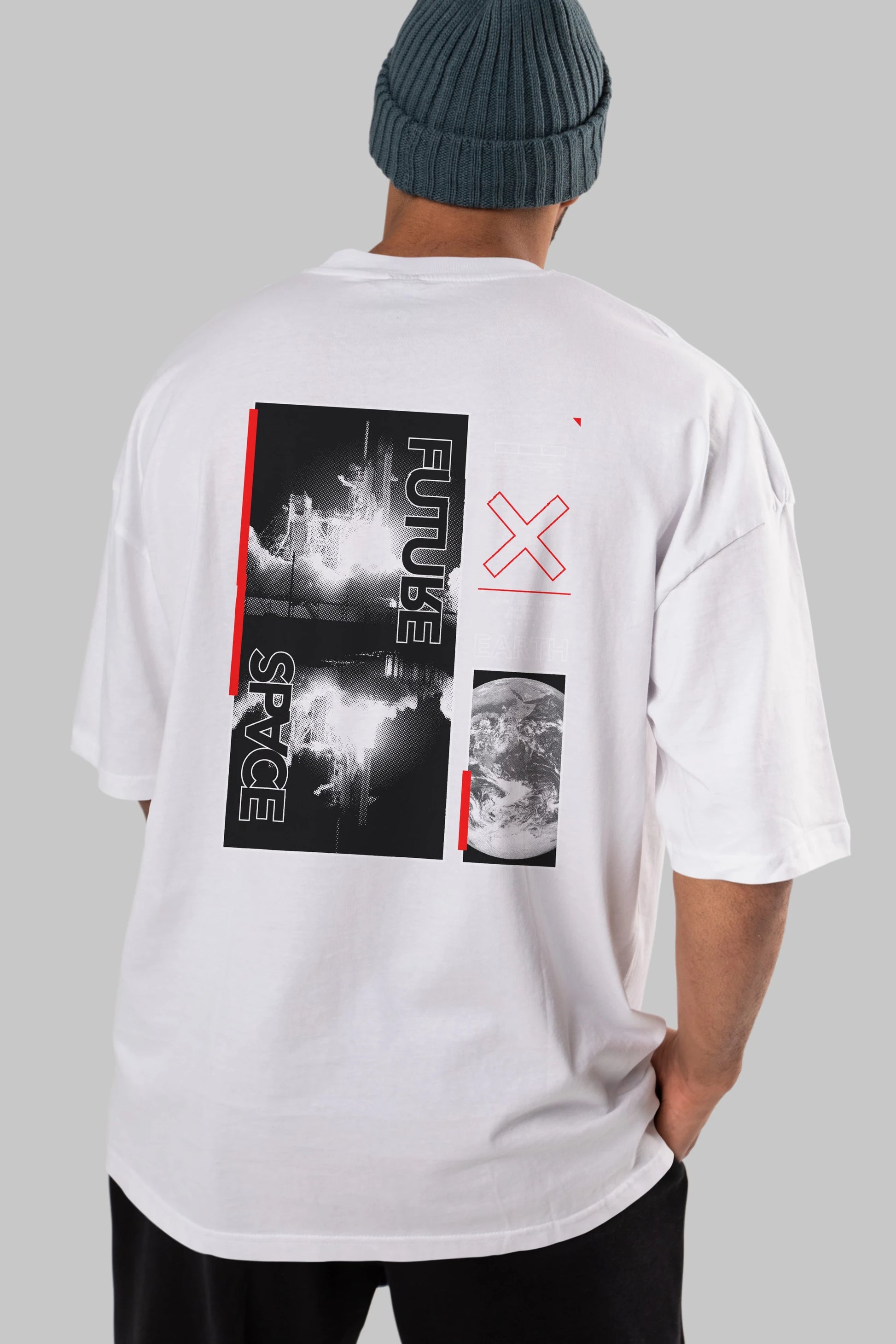 Future Space Arka Baskılı Oversize t-shirt Erkek Kadın Unisex