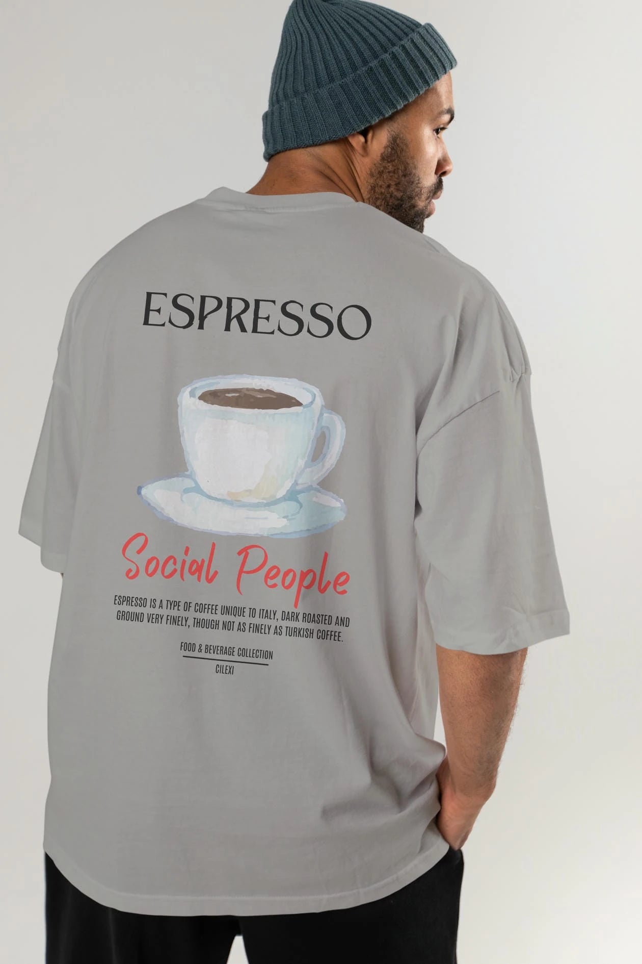 Espresso Kokteyl Serisi Baskılı Oversize t-shirt Erkek Kadın Unisex %100 Pamuk Bisiklet Yaka tişort