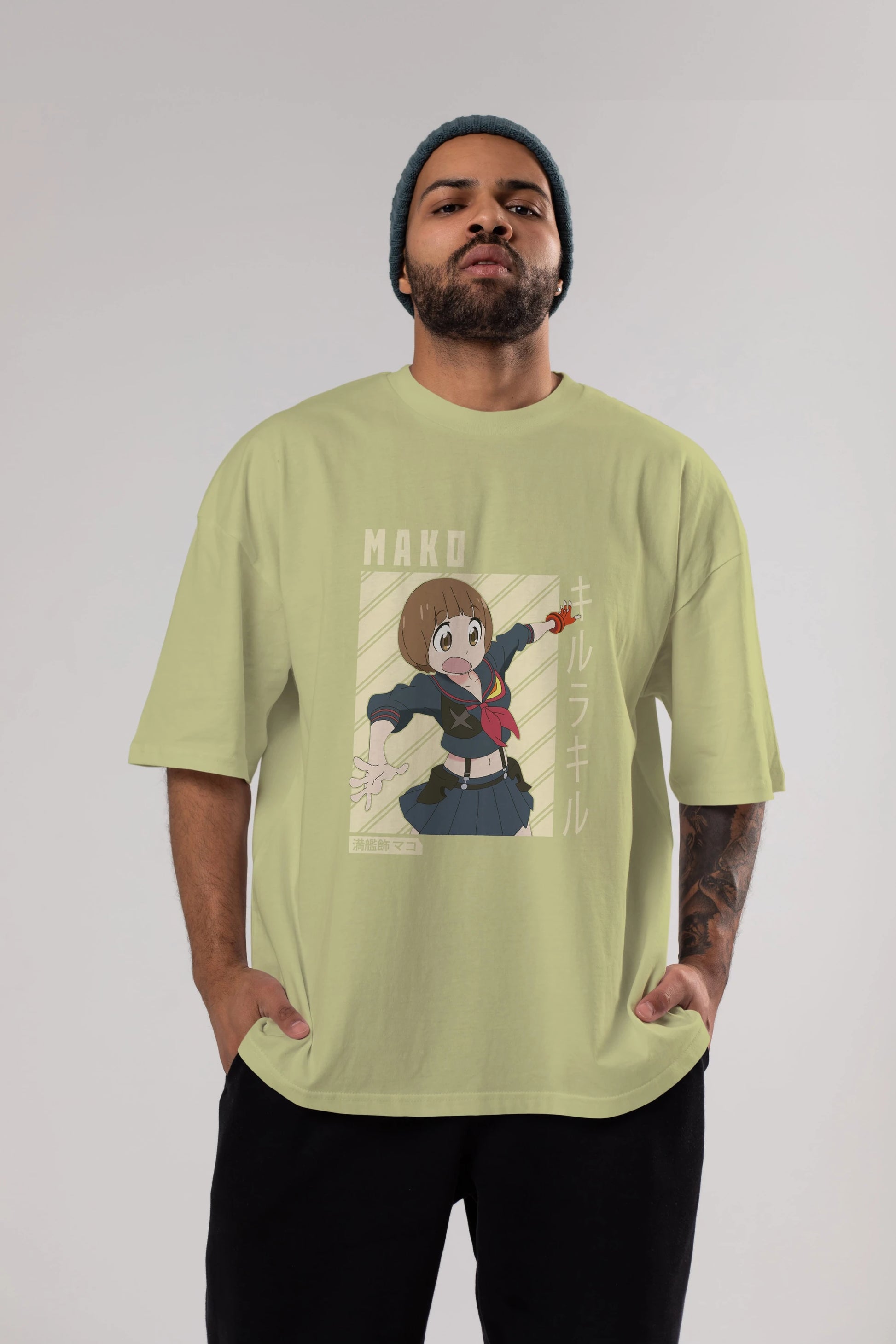 Mako Mankanshoku 1 Anime Ön Baskılı Oversize t-shirt %100 pamuk Erkek Kadın Unisex