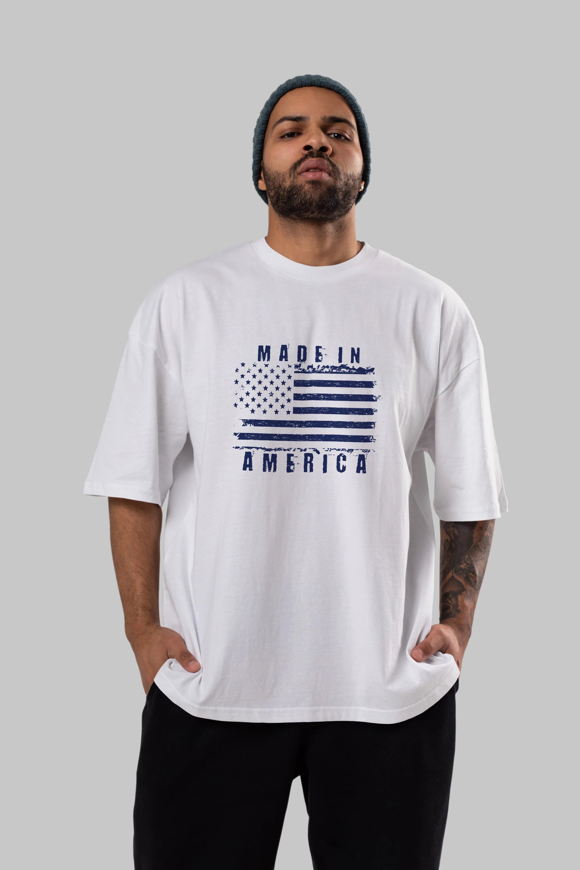 Made in America Ön Baskılı Oversize t-shirt Erkek Kadın Unisex