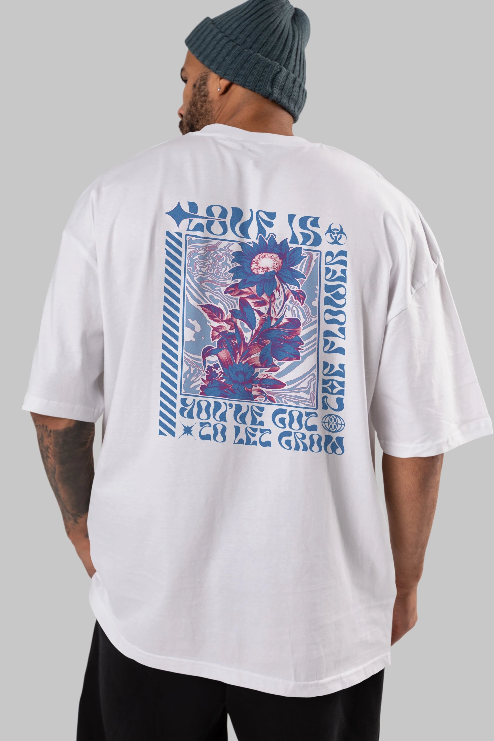 Love is the flower you've got to let grow Arka Baskılı Oversize t-shirt Erkek Kadın Unisex