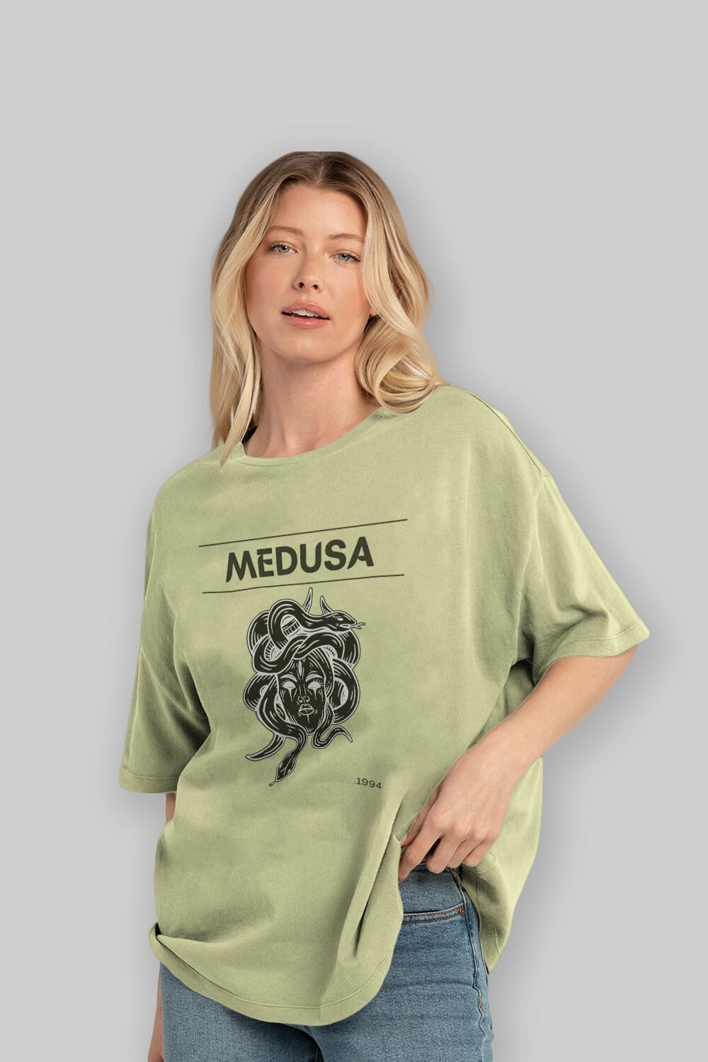 Medusa Ön Baskılı Oversize t-shirt Erkek Kadın Unisex