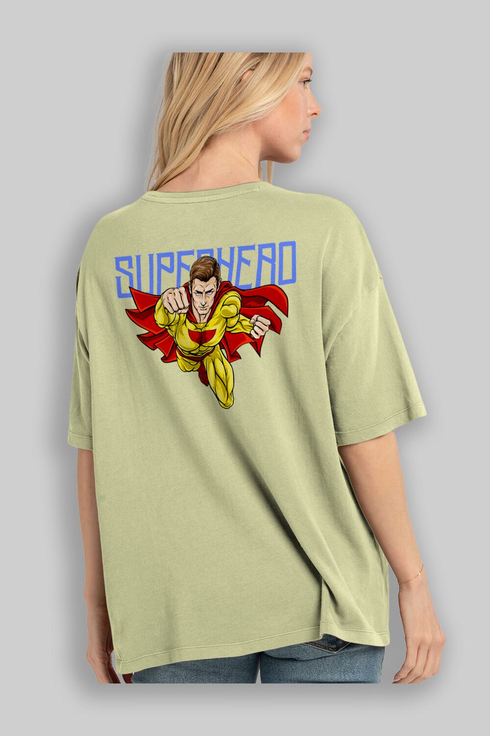Super Hero Arka Baskılı Oversize t-shirt Erkek Kadın Unisex