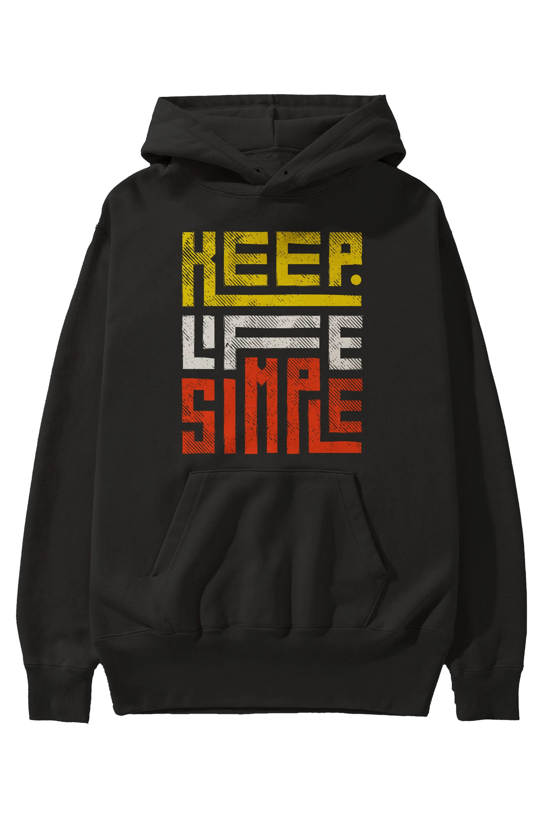 Keep Life Simple Yazılı Ön Baskılı Oversize Hoodie Kapüşonlu Sweatshirt Erkek Kadın Unisex