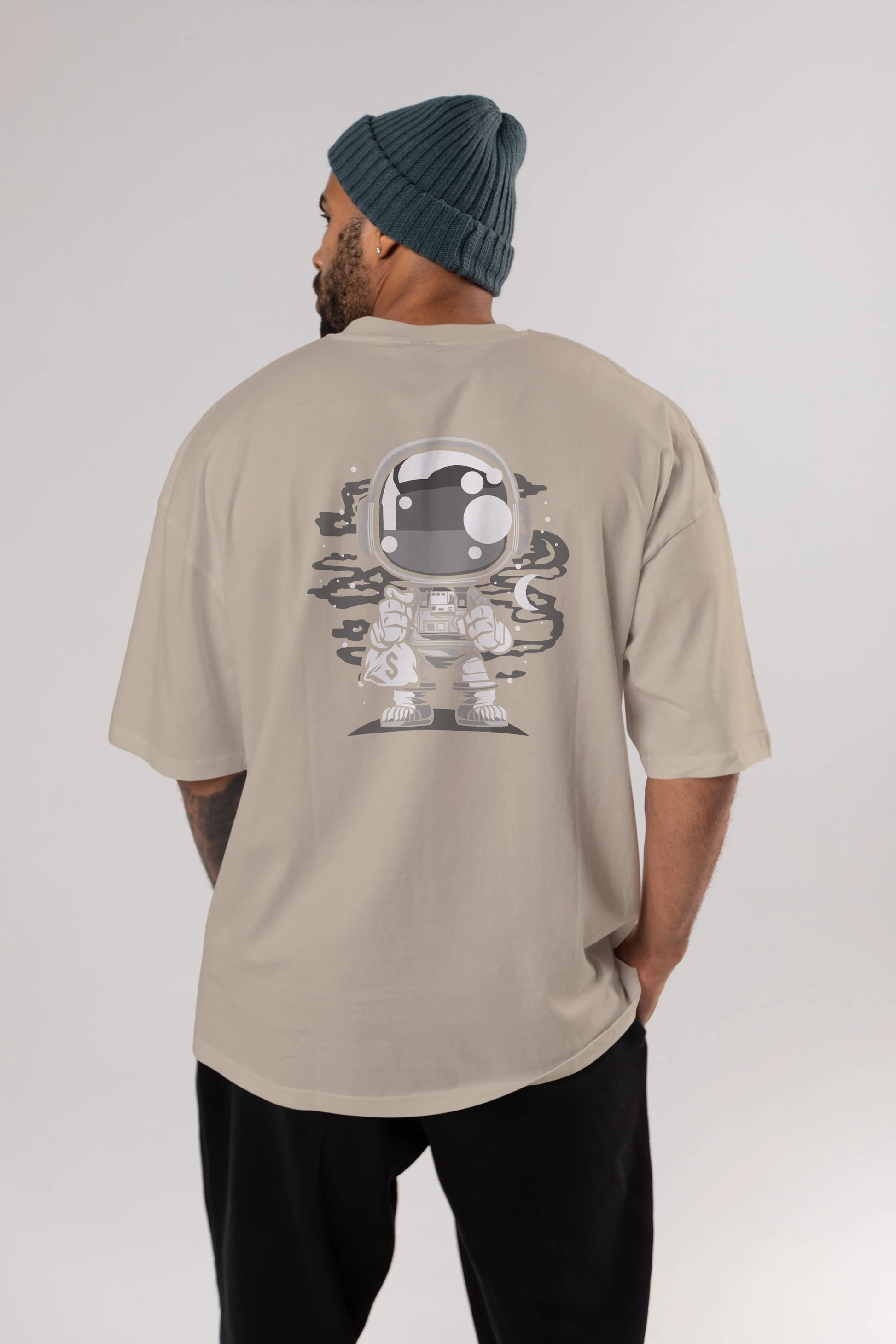 Astronaut Chibi Arka Baskılı Oversize t-shirt Erkek Kadın Unisex