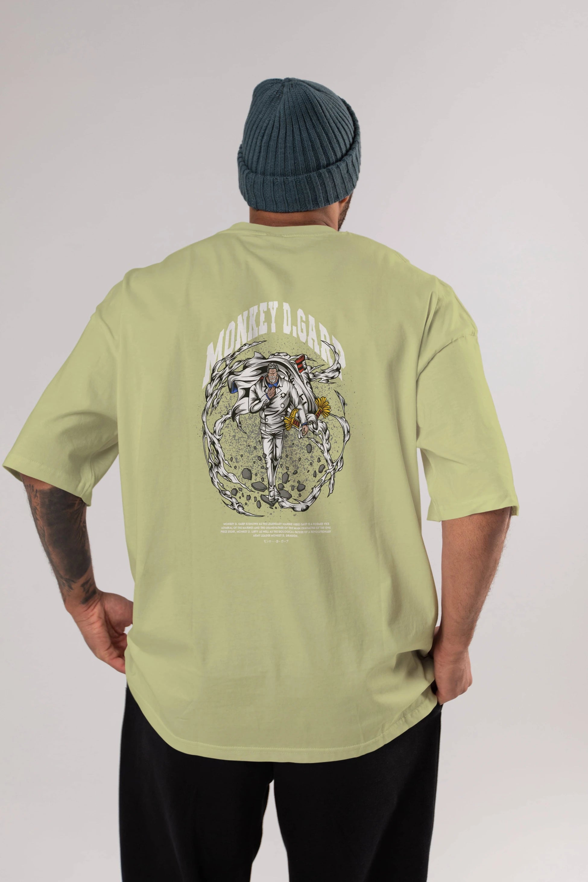 Monkey D. Garp Anime Arka Baskılı Oversize t-shirt Erkek Kadın Unisex