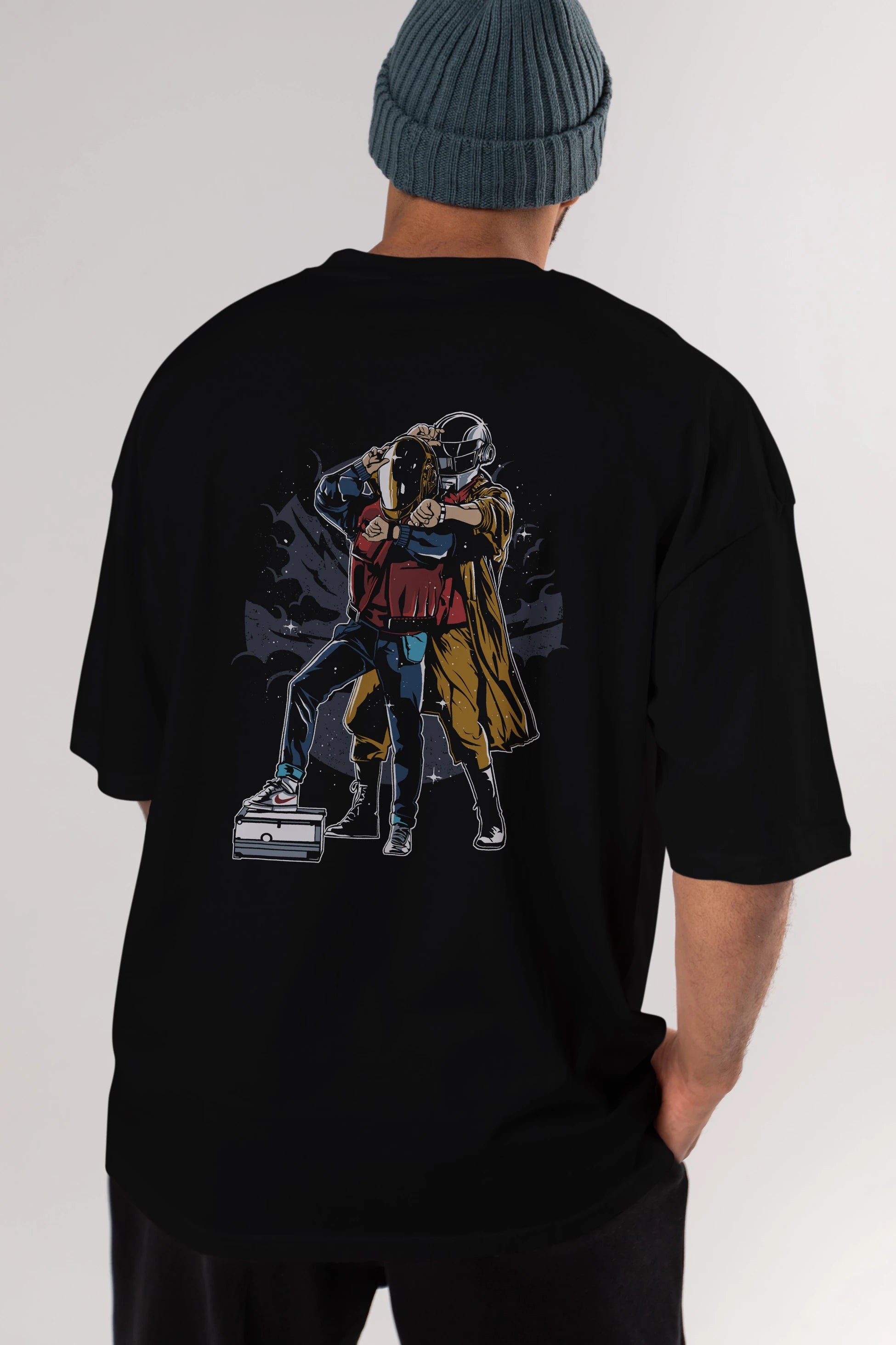 Back To The Beat Arka Baskılı Oversize t-shirt Erkek Kadın Unisex %100 Pamuk