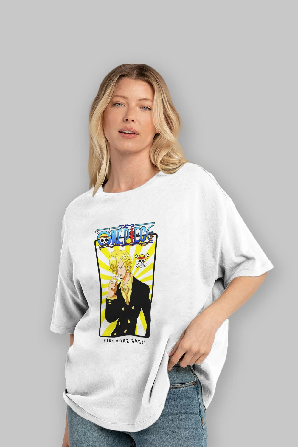 Sanji 4 Anime Ön Baskılı Oversize t-shirt Erkek Kadın Unisex