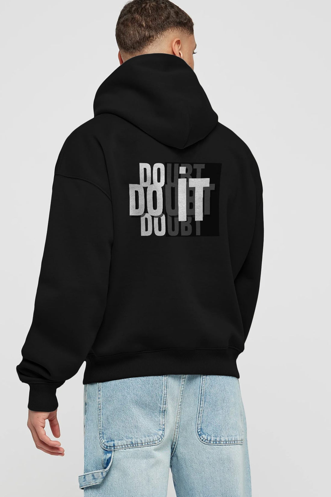 Do it Yazılı Arka Baskılı Oversize Hoodie Kapüşonlu Sweatshirt Erkek Kadın Unisex