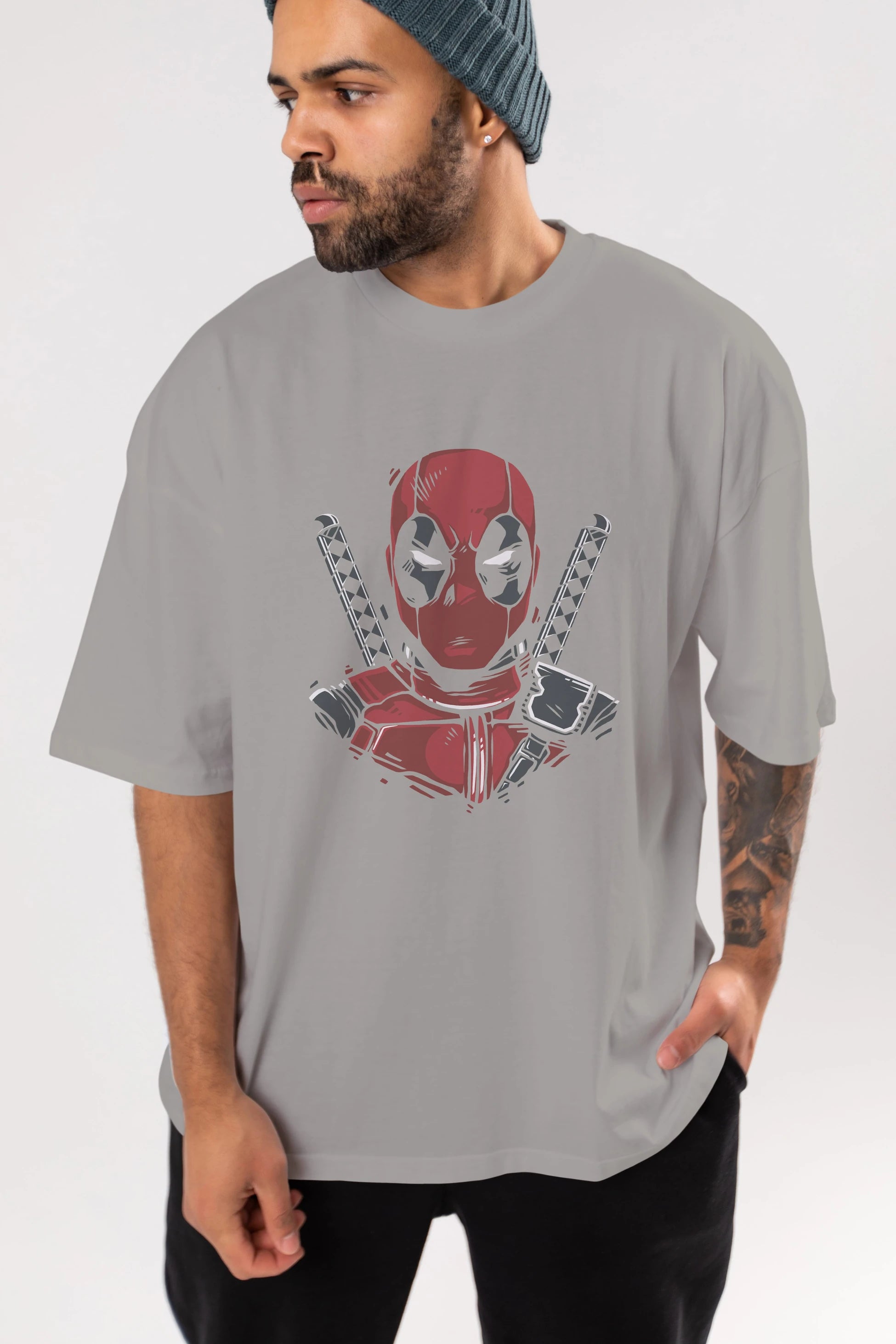 Deadpool (4) Ön Baskılı Oversize t-shirt Erkek Kadın Unisex %100 Pamuk Bisiklet Yaka tişort