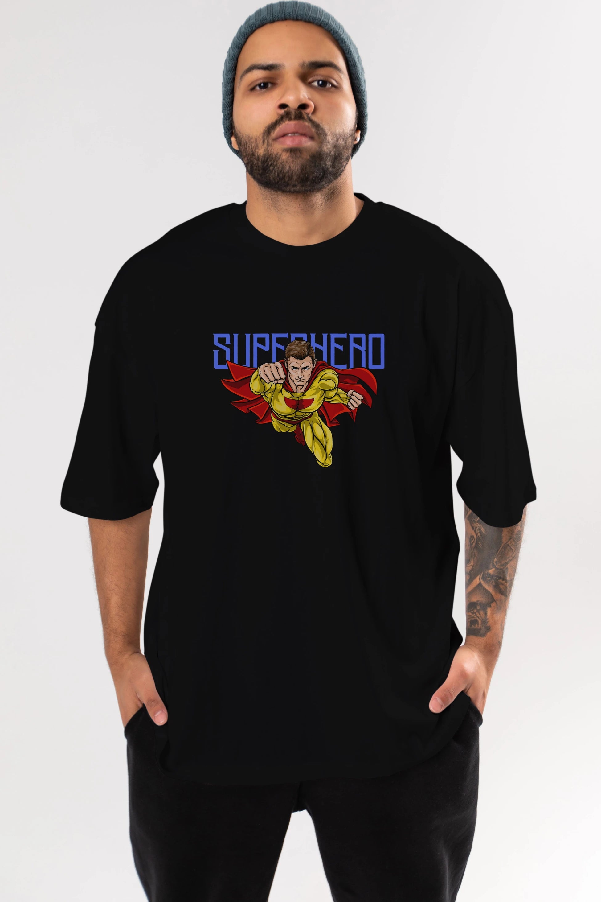 Super Hero Ön Baskılı Oversize t-shirt Erkek Kadın Unisex