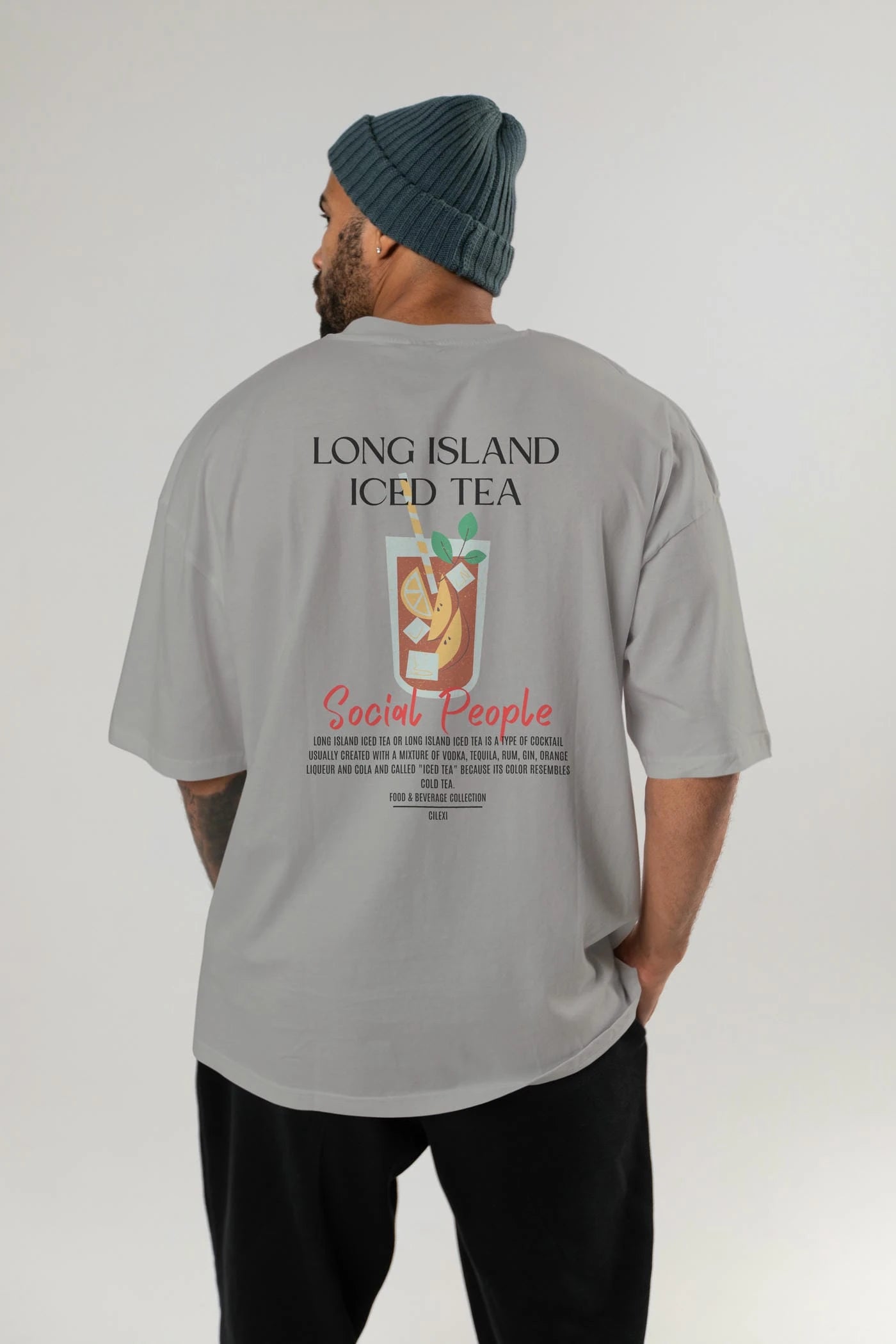 Long Island ıced tea Kokteyl Serisi Baskılı Oversize t-shirt Erkek Kadın Unisex %100 Pamuk Bisiklet Yaka tişort