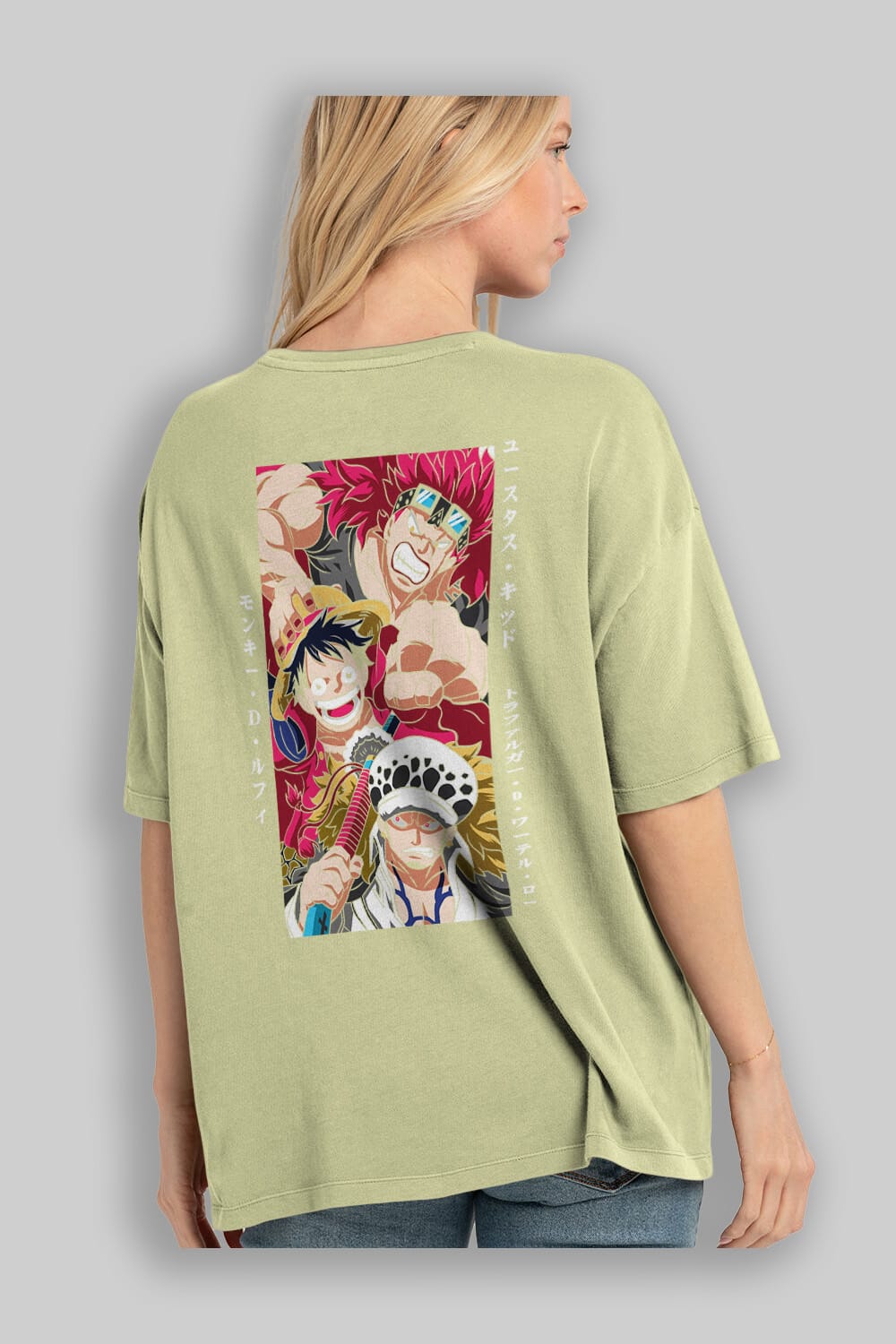 SUPER NOVAS one piece Anime Arka Baskılı Oversize t-shirt Erkek Kadın Unisex