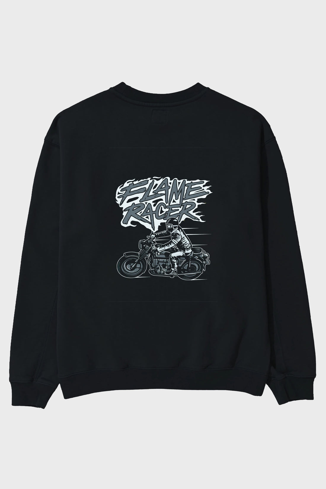 Flame Racer Arka Baskılı Oversize Sweatshirt Erkek Kadın Unisex
