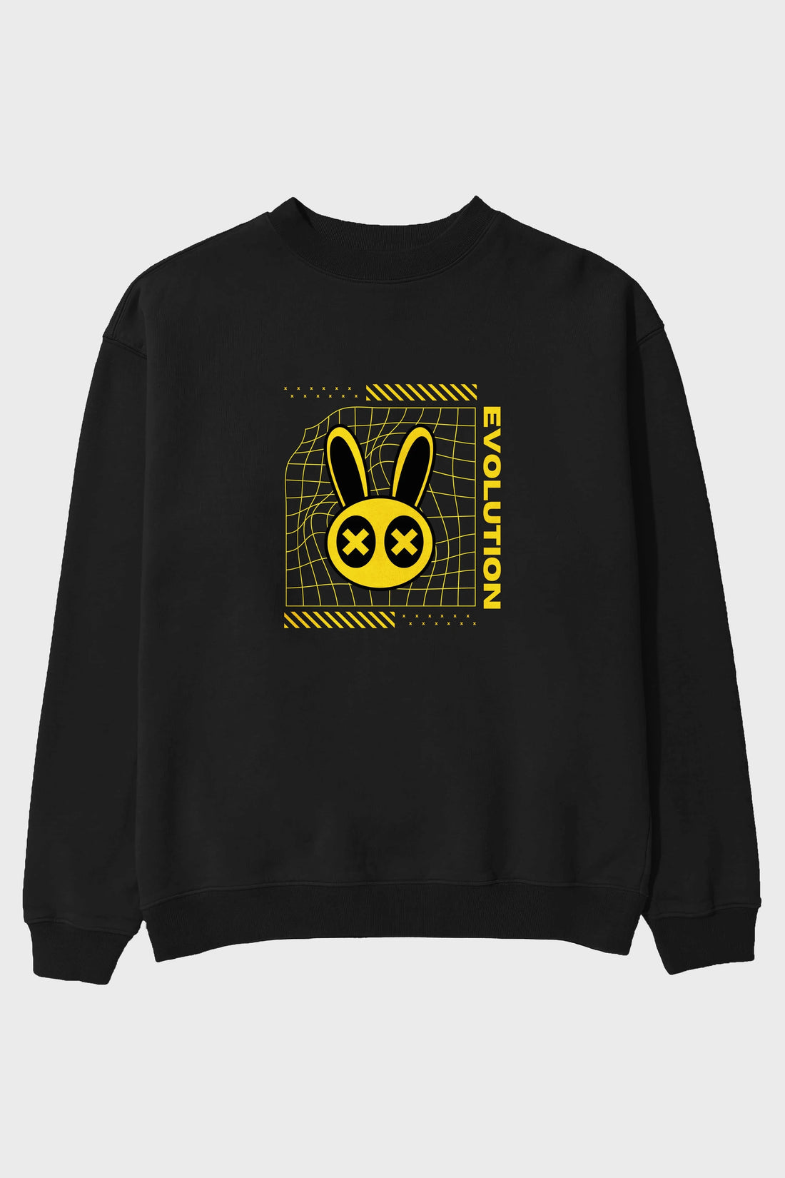 Evolution Yazılı Ön Baskılı Oversize Sweatshirt Erkek Kadın Unisex