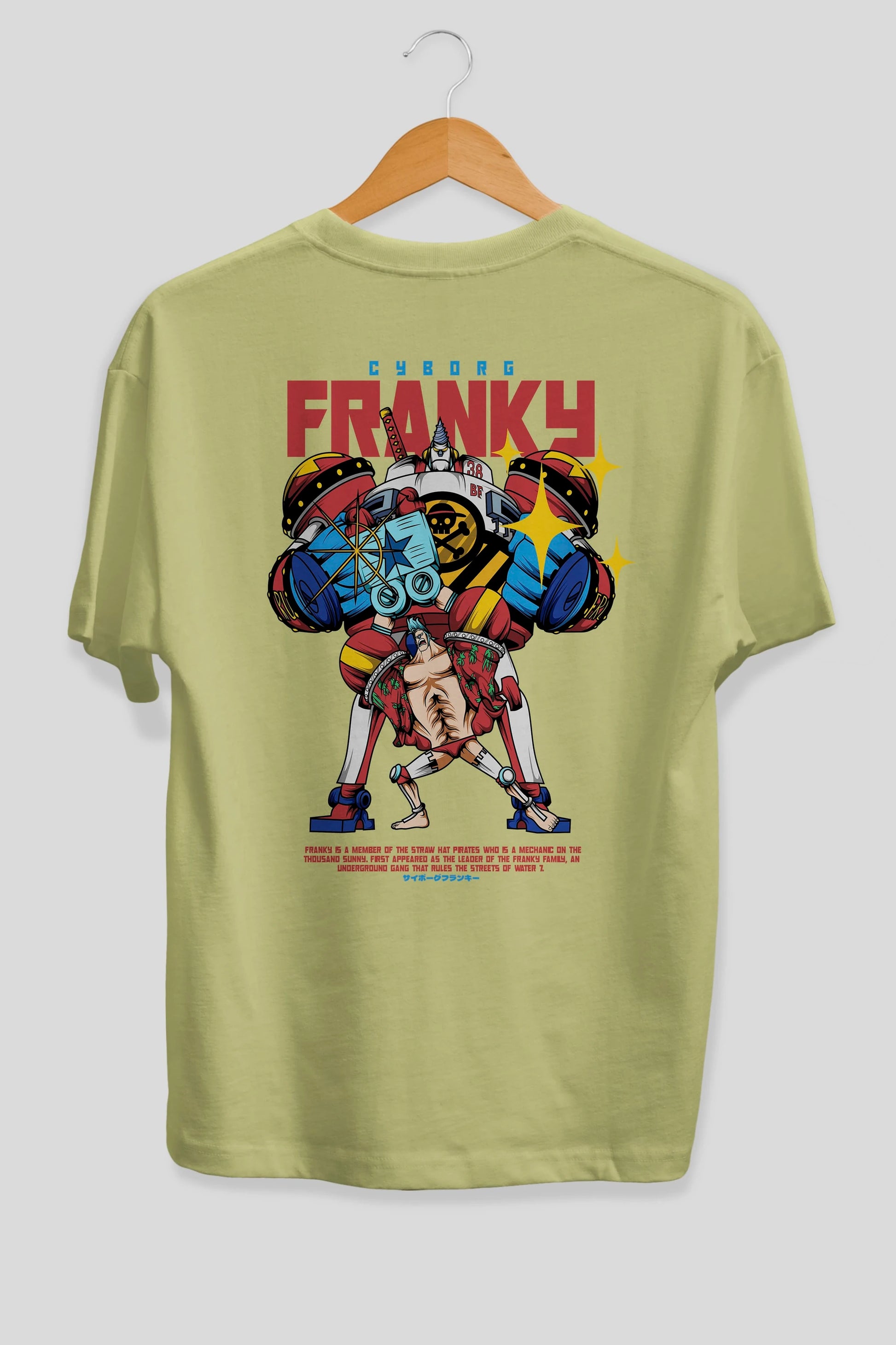 Cyborg Franky Anime Arka Baskılı Oversize t-shirt Erkek Kadın Unisex