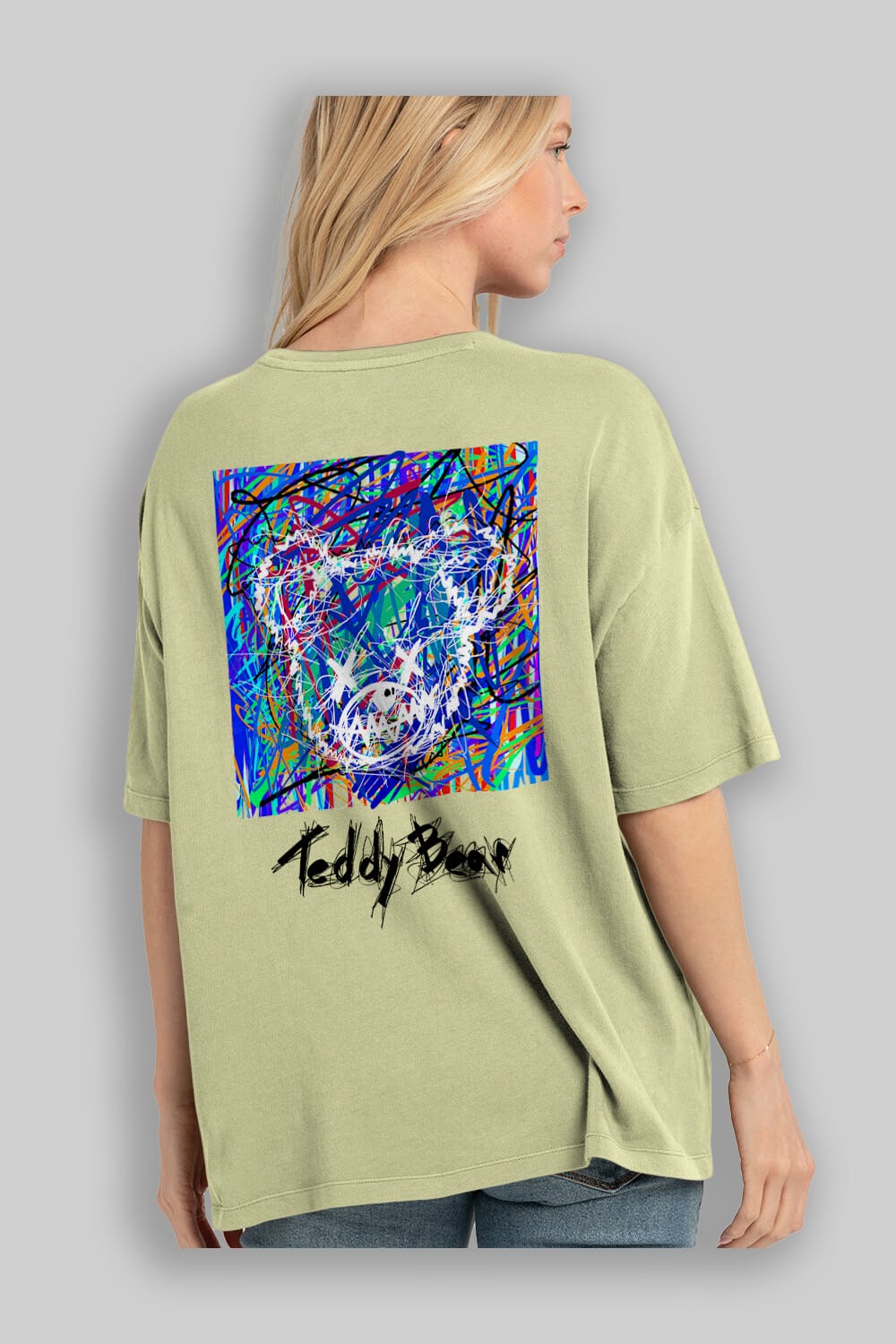 Teddy Bear 3 Arka Baskılı Oversize t-shirt Erkek Kadın Unisex