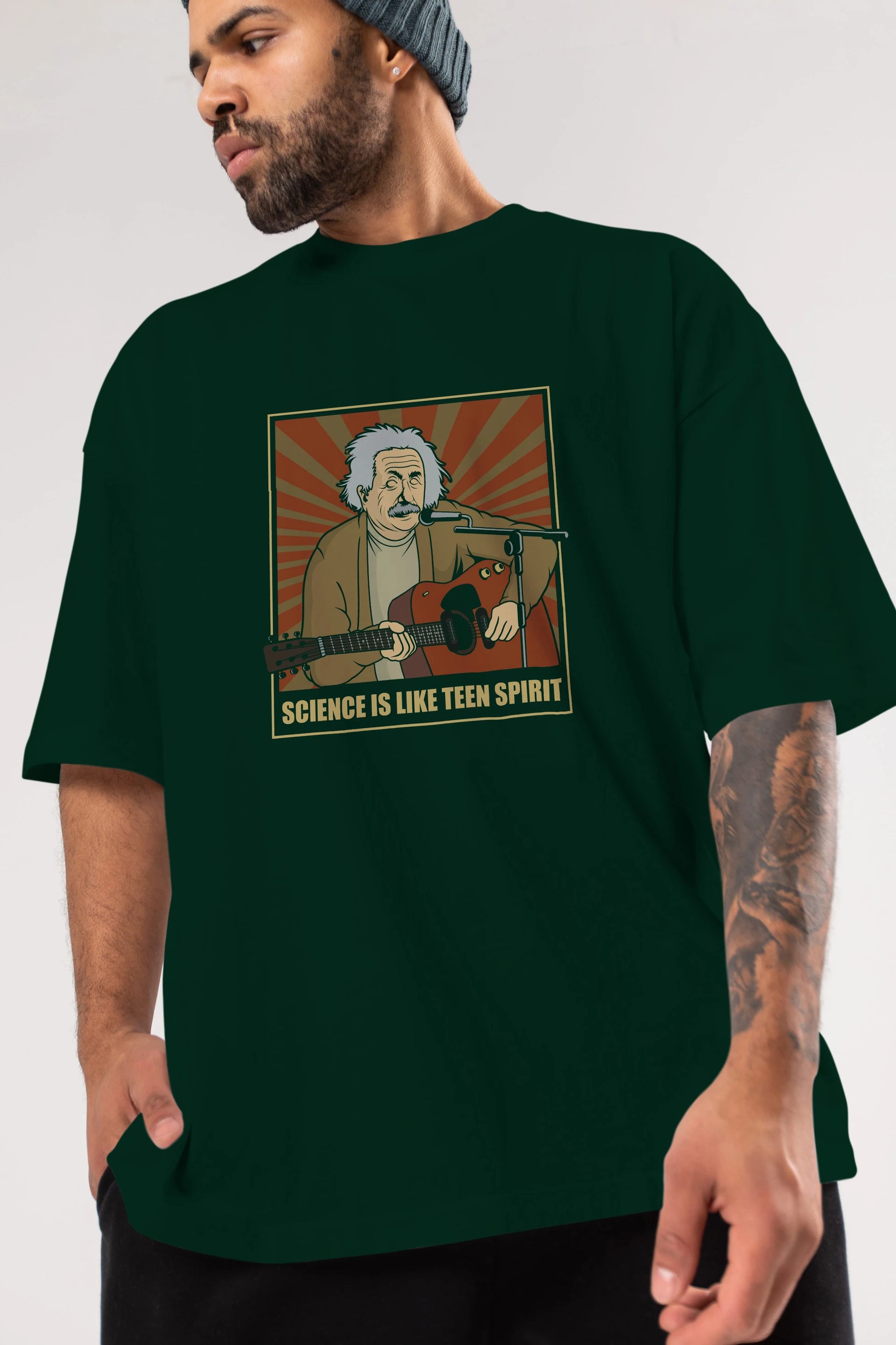 Kurt Einstein Ön Baskılı Oversize t-shirt Erkek Kadın Unisex %100 Pamuk tişort