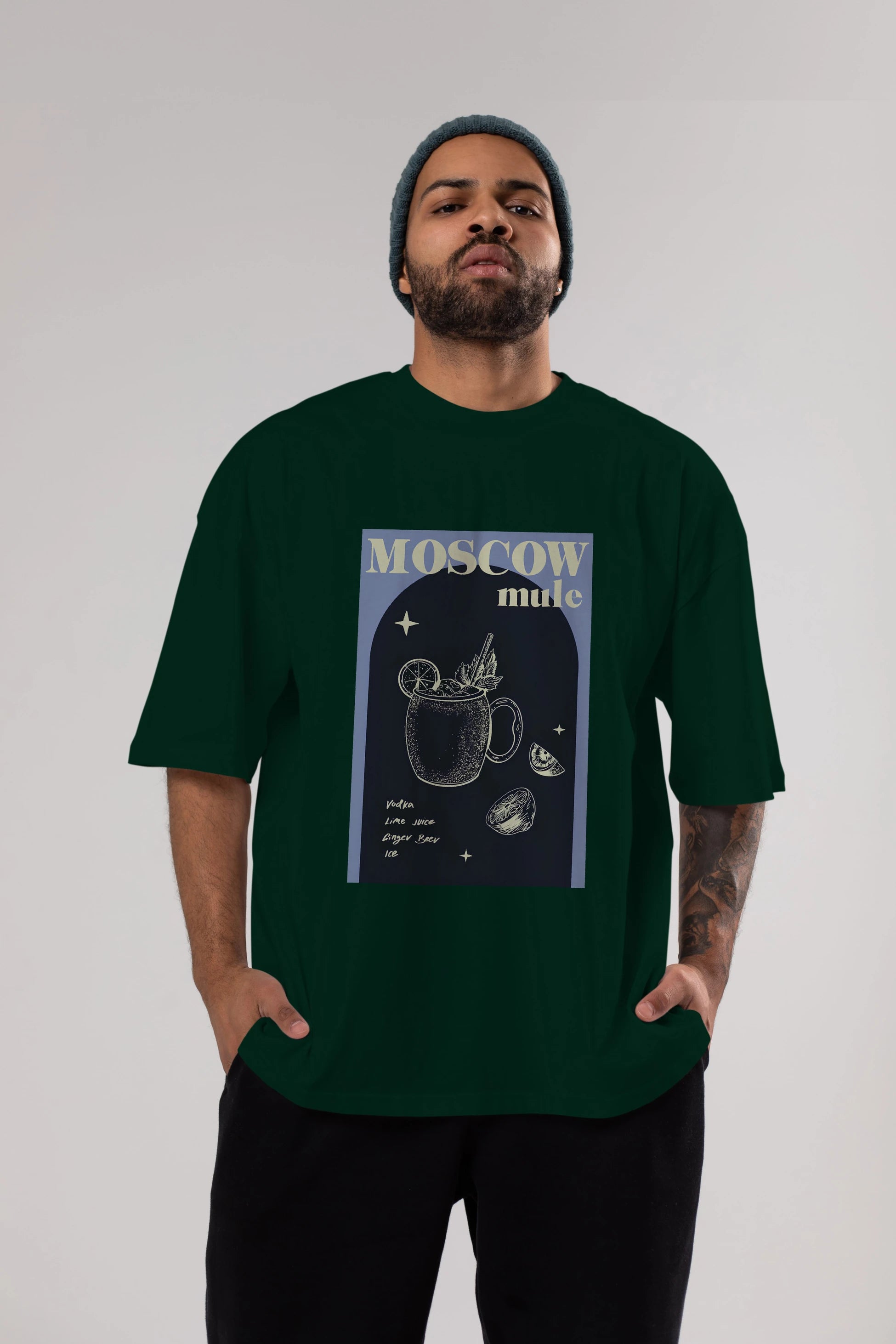 Moscow Mule Ön Baskılı Oversize t-shirt Erkek Kadın Unisex %100 Pamuk Bisiklet Yaka tişort