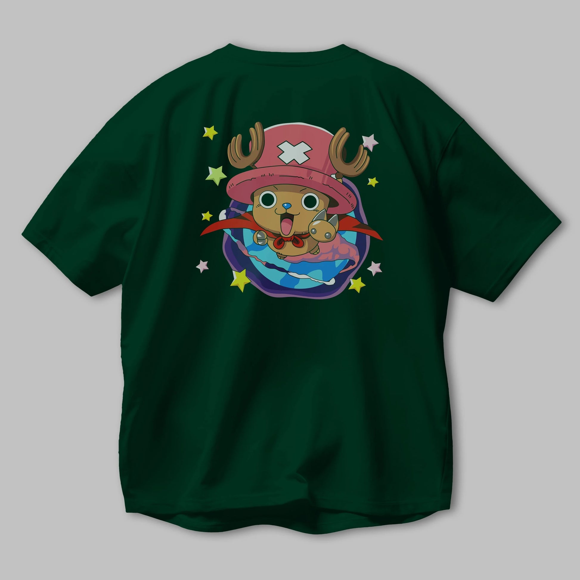 Tony Tony Chopper Anime Arka Baskılı Oversize t-shirt Erkek Kadın Unisex %100 pamuk tişort