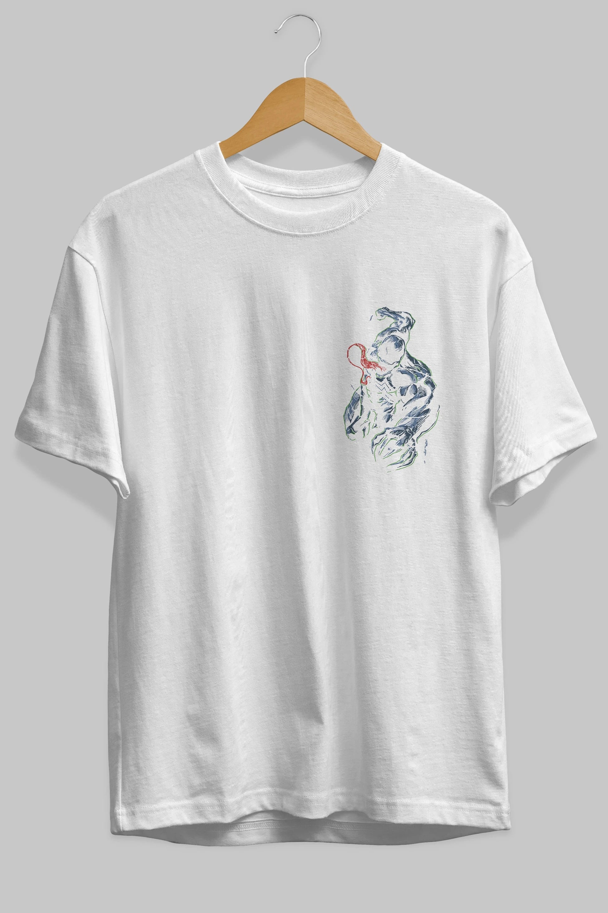 Venom (5) Ön Sol Baskılı Oversize t-shirt Erkek Kadın Unisex %100 Pamuk Bisiklet Yaka tişort